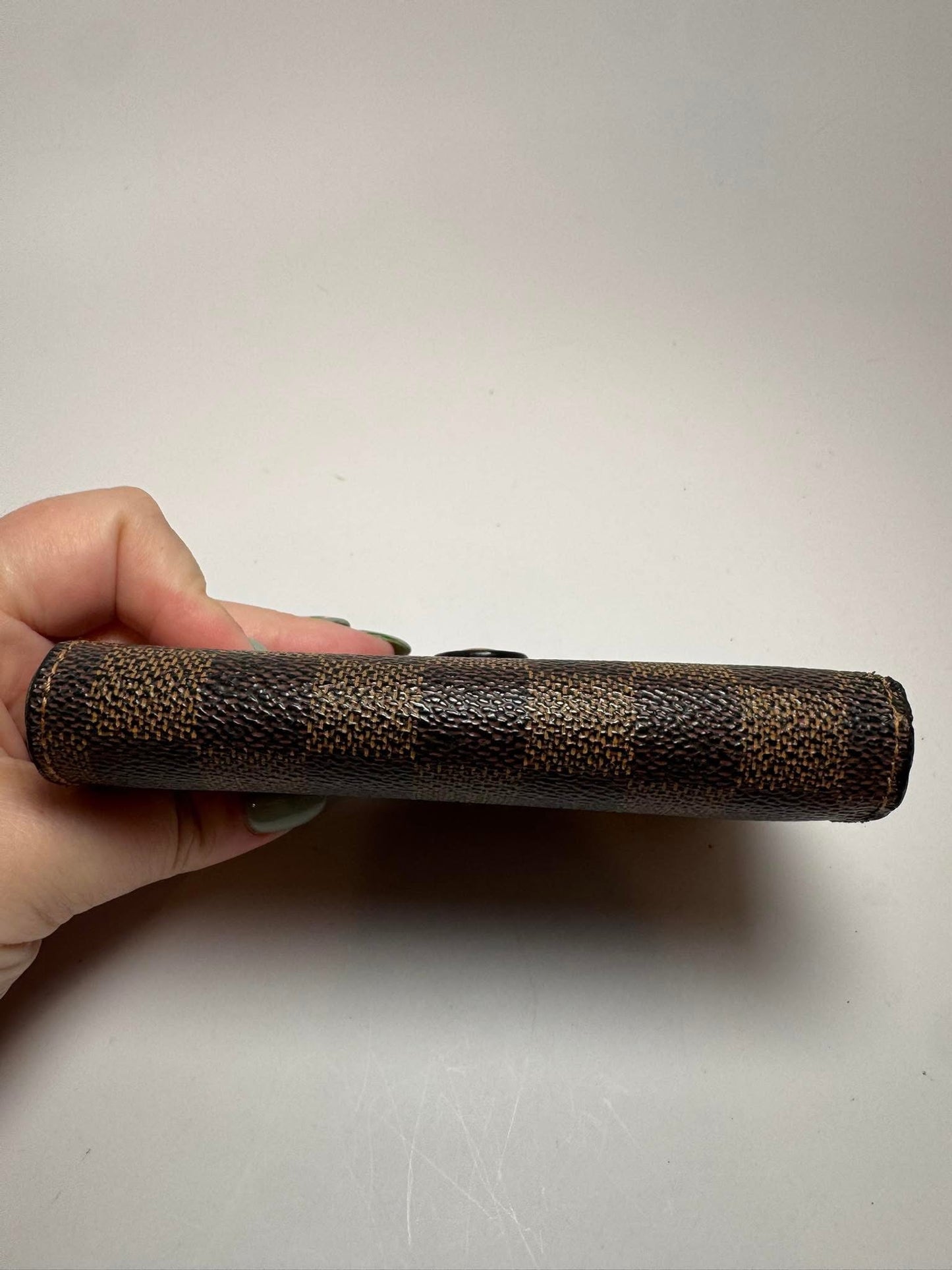 Louis Vuitton Damier Ebene Portefeuille Vinnois Bifold Kiss Lock Wallet