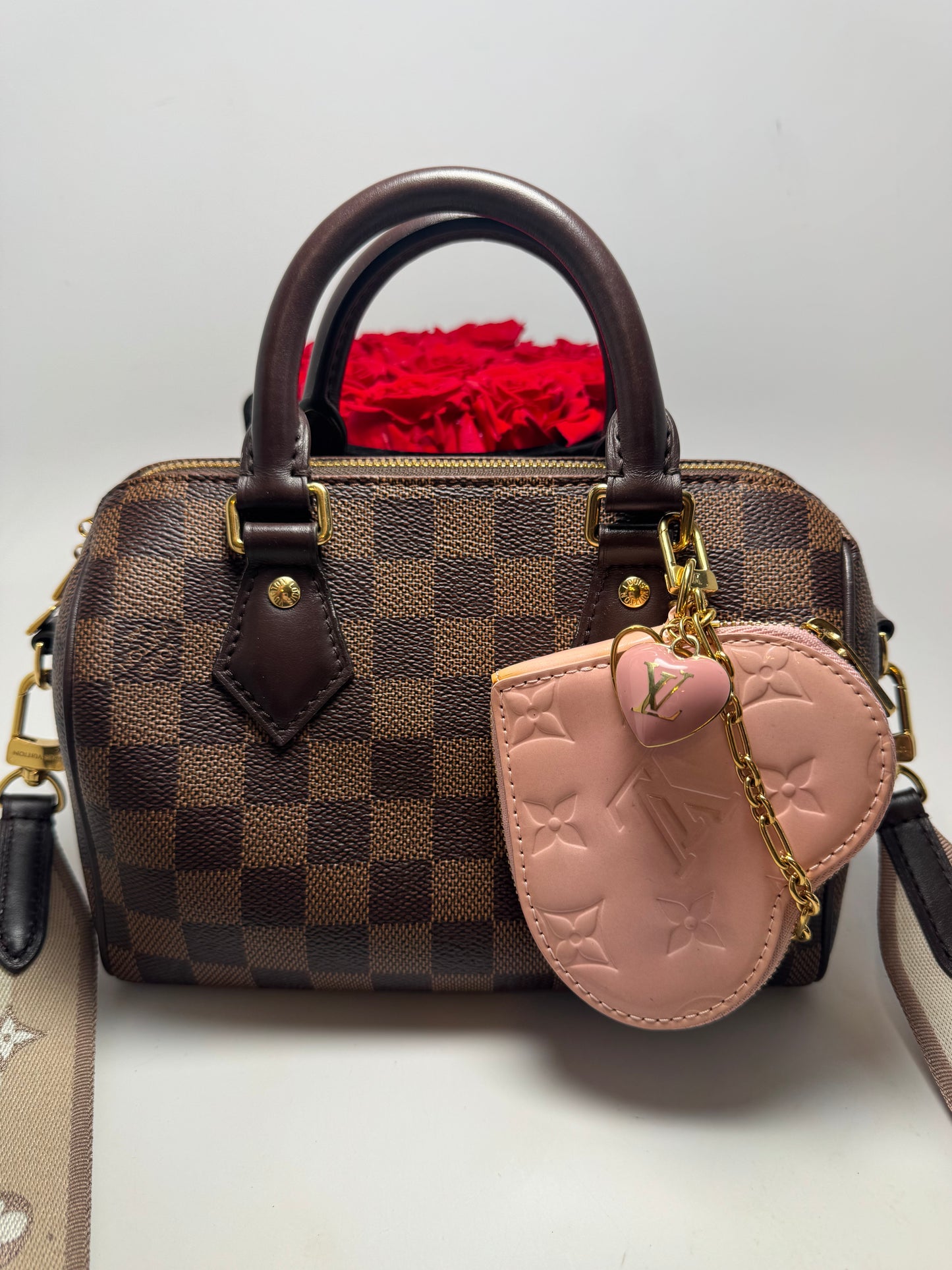 Louis Vuitton Heart Coin Purse Blush Pink Vernis Monogram- Made in Italy