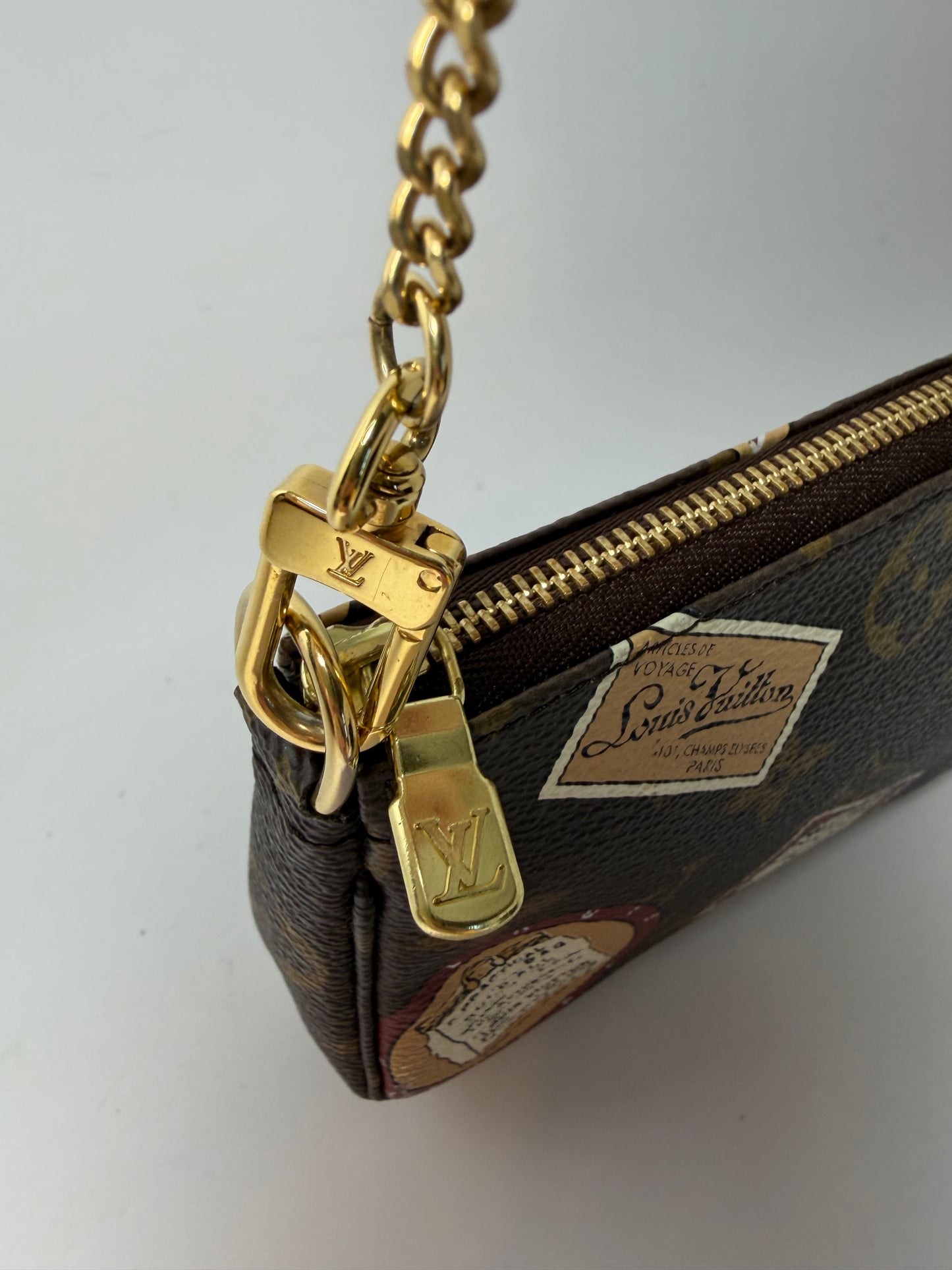 Louis Vuitton Monogram Patches Mini Pochette with Chain & COA
