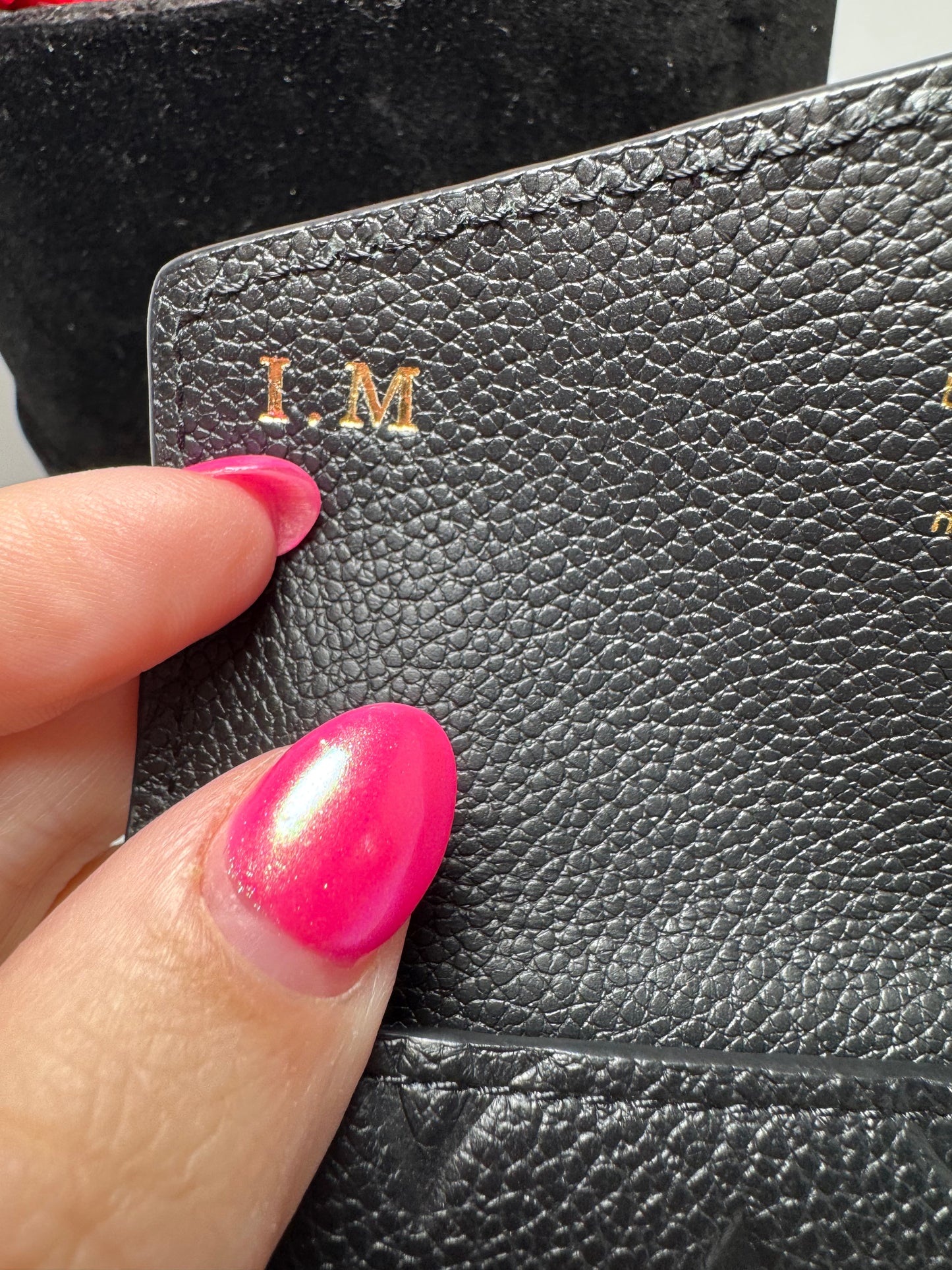 Louis Vuitton Black Key Pouch Wallet Empriente Noir Leather w/Key Ring