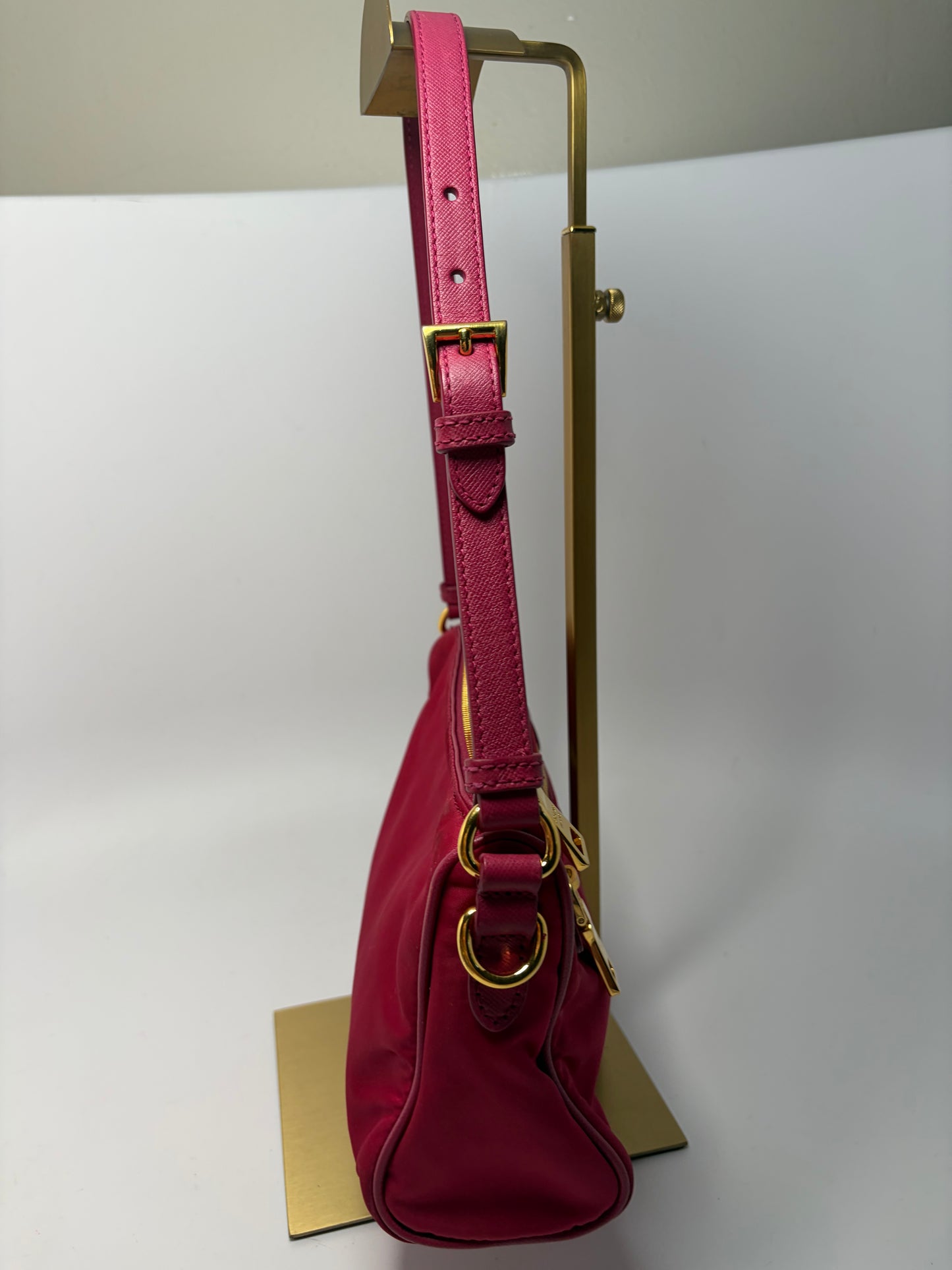 Prada Tessuto Peonia Pink Nylon Shoulder Bag