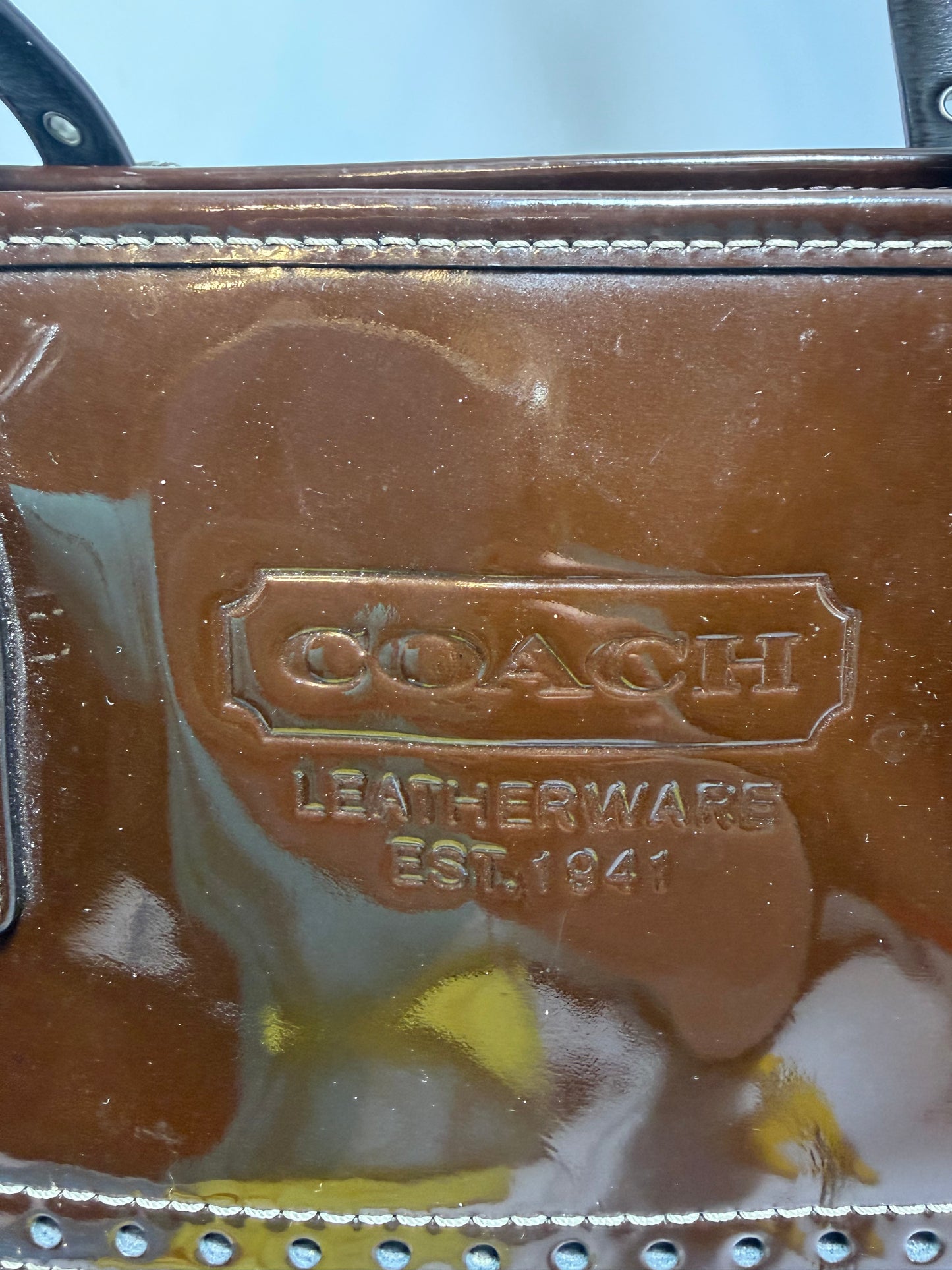 Coach Patent Leather Shoulder Bag/Tote in Chocolate Brown
