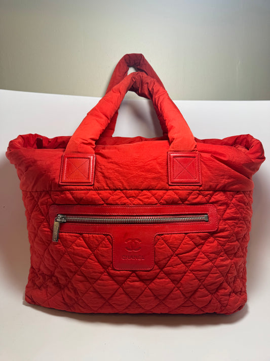 Chanel Coco Cocoon Tote Bag Red Nylon Tote