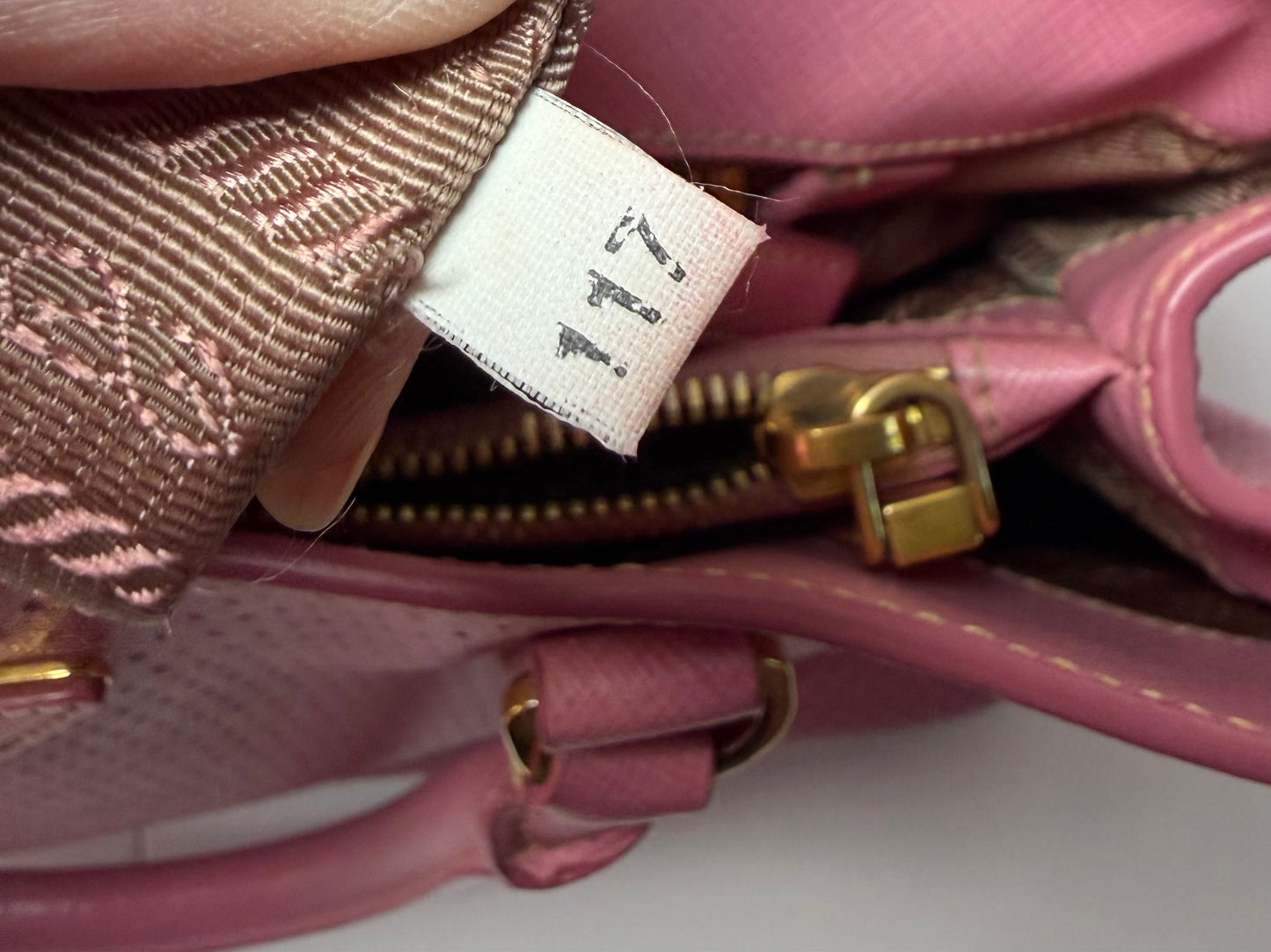 Prada Galleria Pink Perforated Leather Bag with Leather w/ Strap