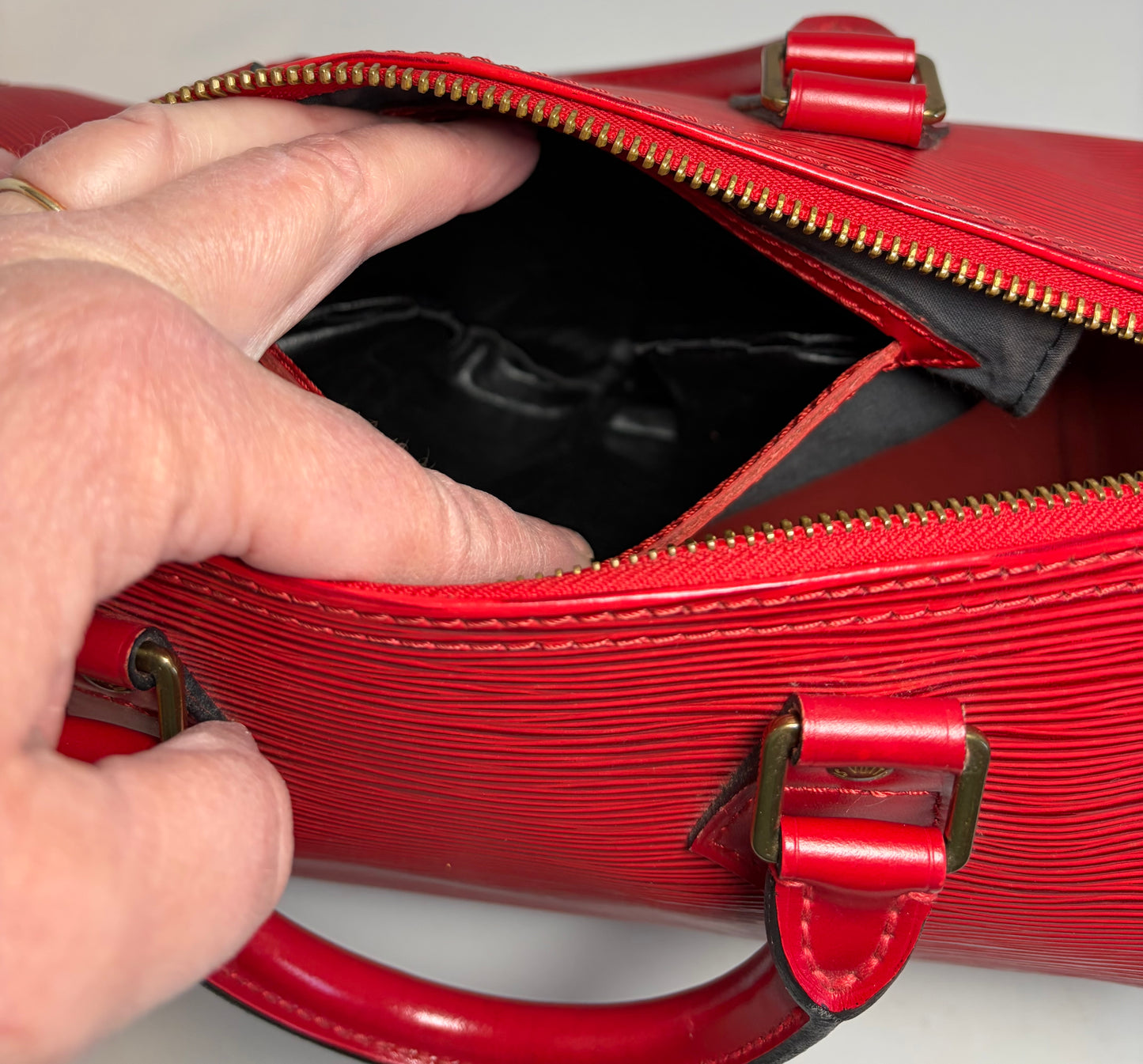 Louis Vuitton Speedy 25 Red Epi Leather, Made in France June 1994