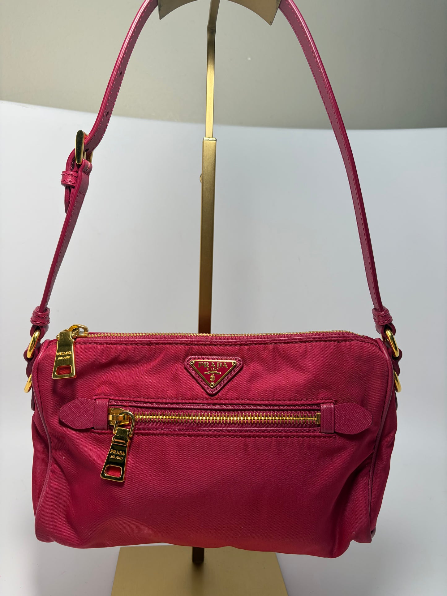Prada Tessuto Peonia Pink Nylon Shoulder Bag