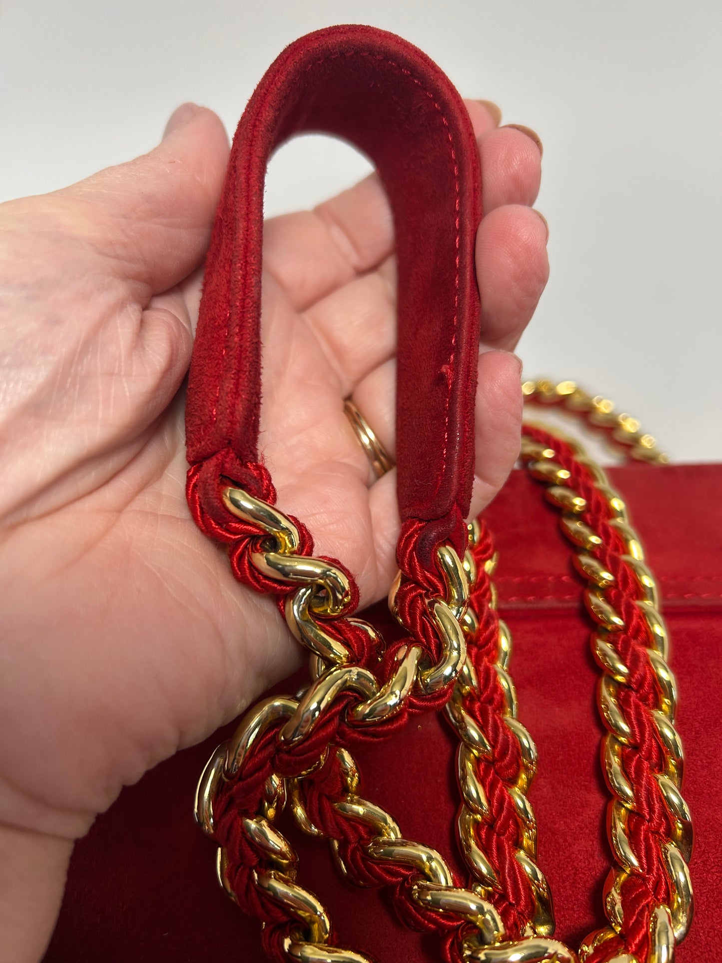 Prada Red Suede Chain Shoulder Bag