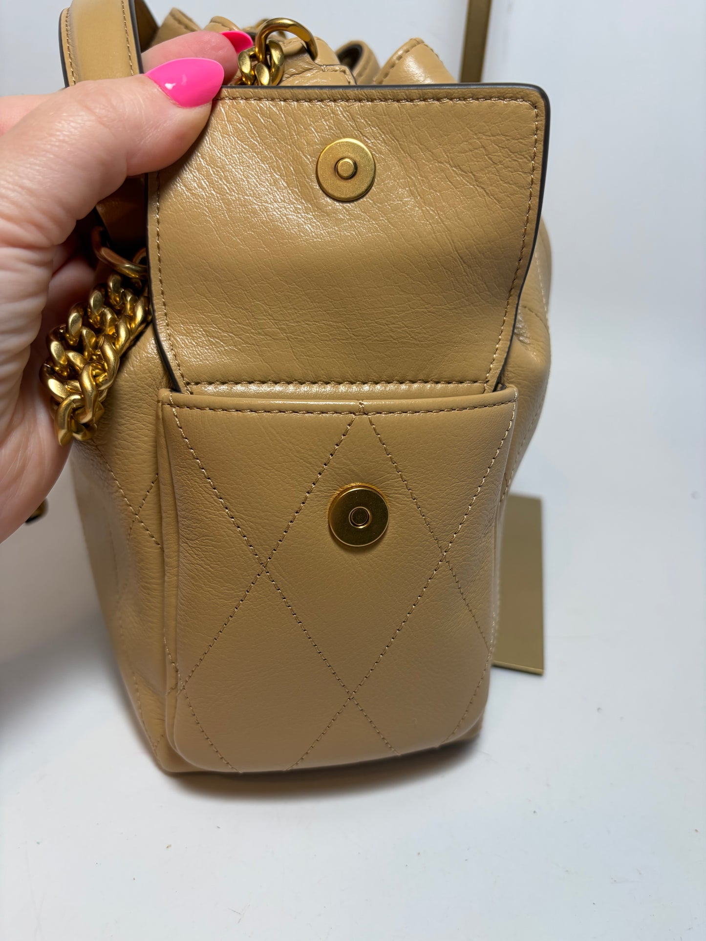 Tory Burch Small Charlie Drawstring Bag/Crossbody in Pecan NWT