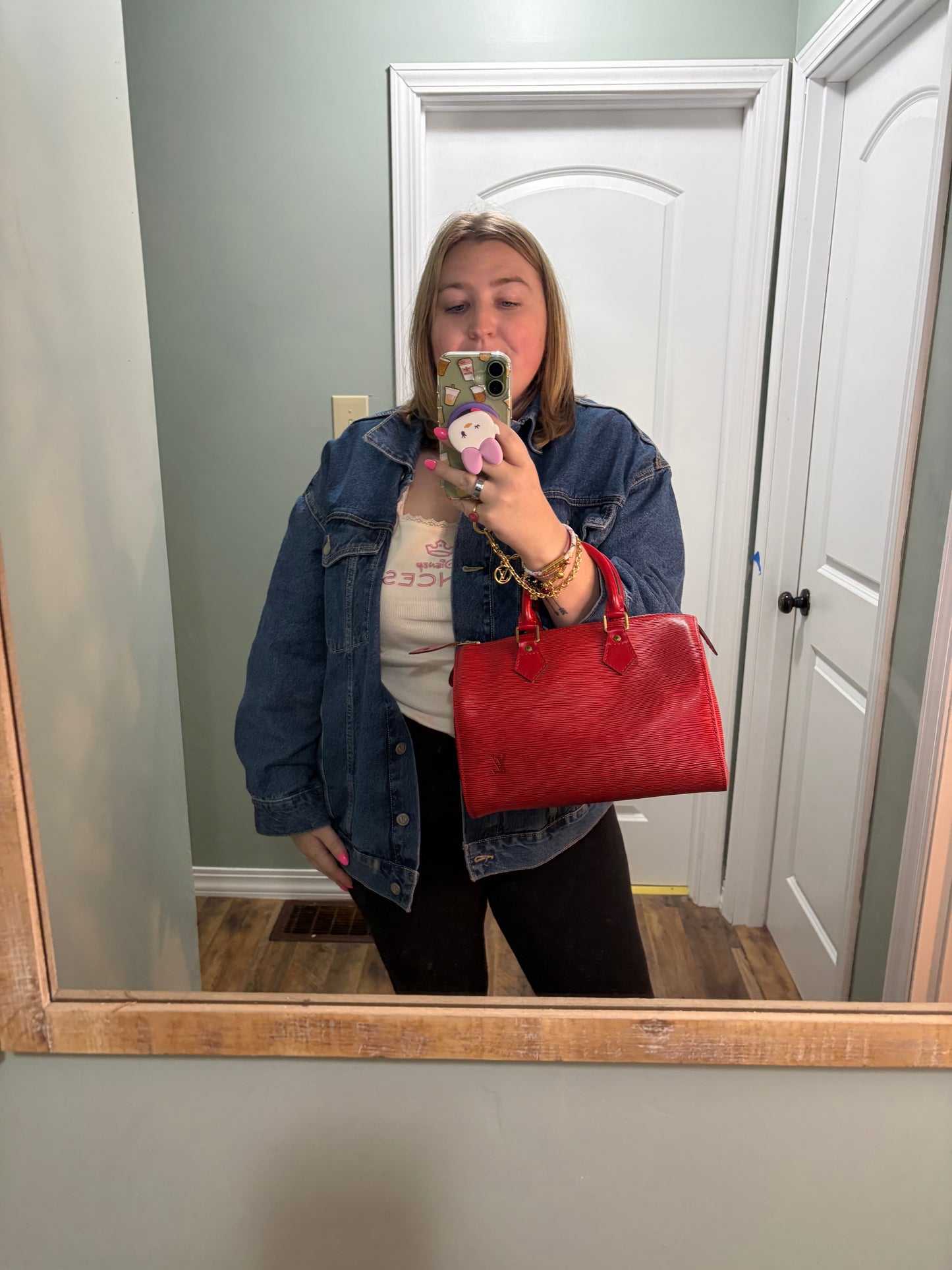 Louis Vuitton Speedy 25 Red Epi Leather, Made in France June 1994