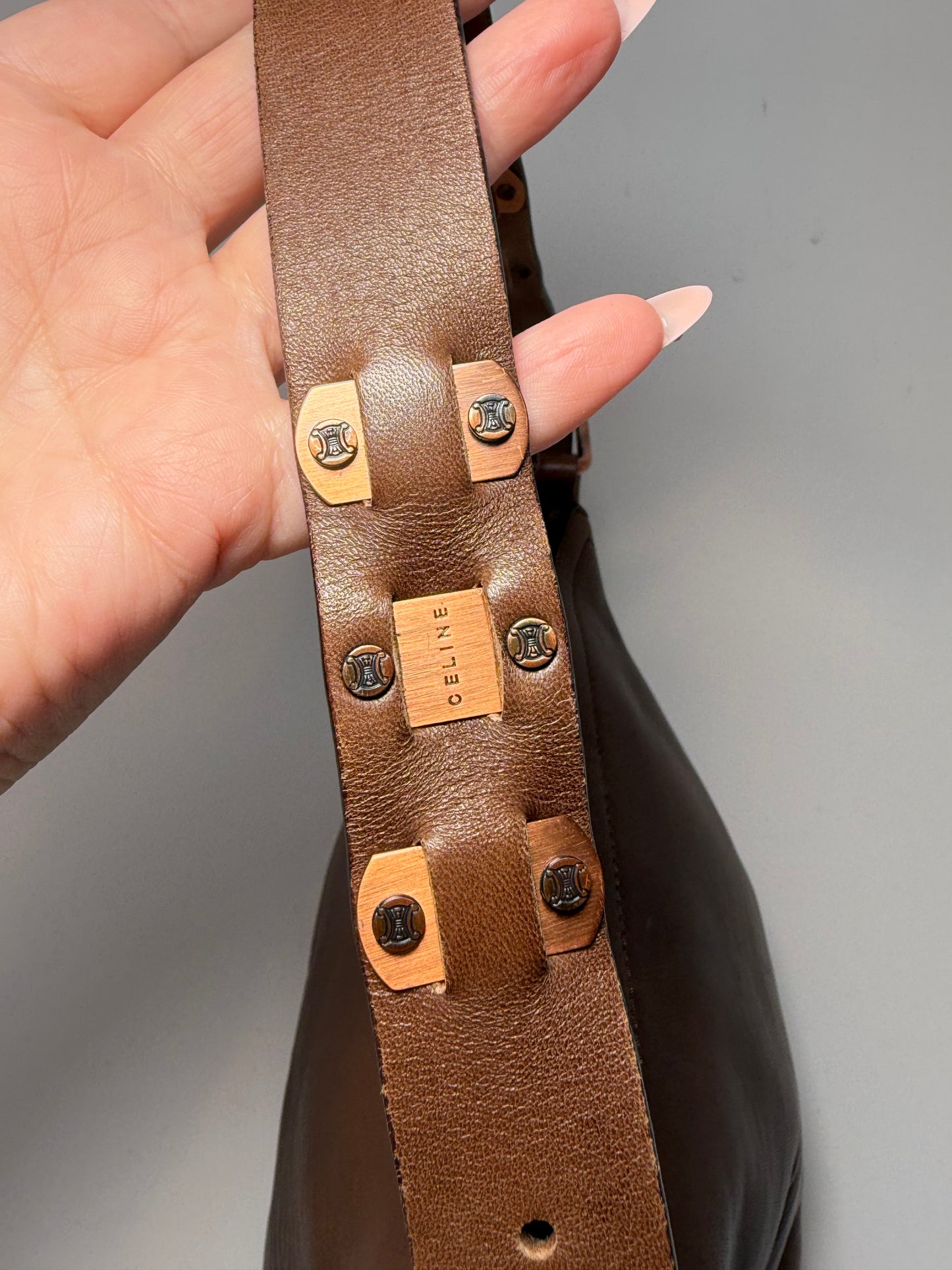 Vintage Celine Leather Shoulder Bag w/COA