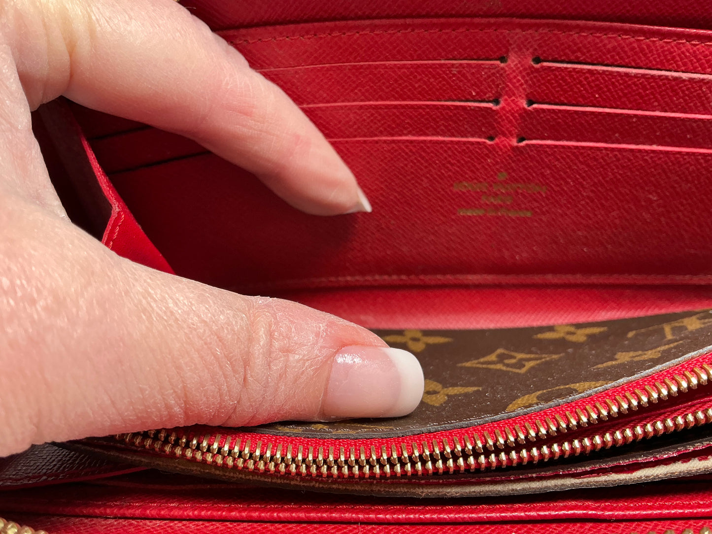 Louis Vuitton Retiro Monogram & Red Leather Wallet