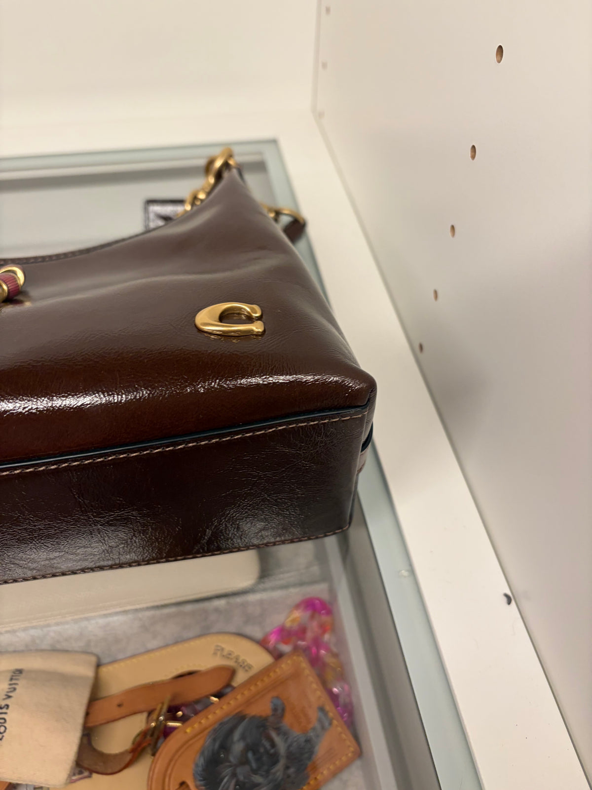 Coach Juliette 25 Maple Glazed Leather Shoulder Bag/Crossbody Coach Create Bows