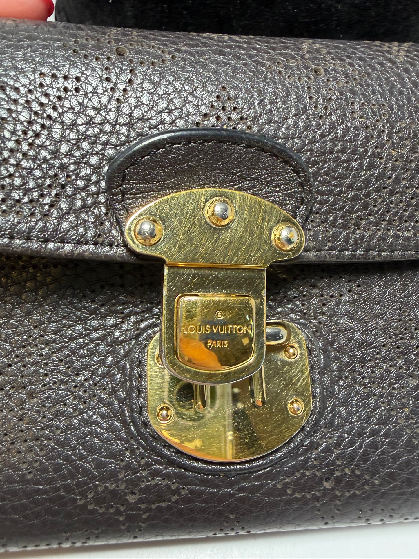 Louis Vuitton Mahina Amelia Wallet Black Leather Monogram Embossed