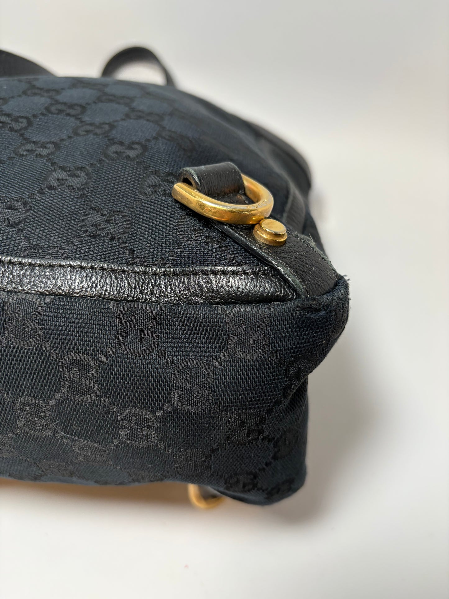 Gucci Abbey Black Canvas & Leather Tote/Shoulder Bag