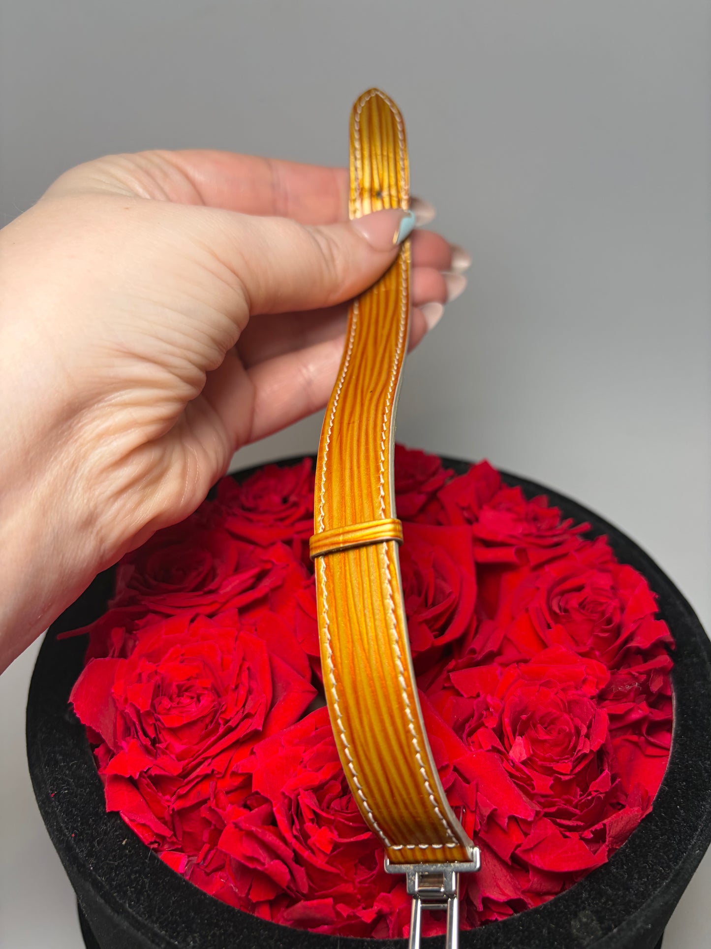 Louis Vuitton Good Luck Bracelet Burnt Brown & Gold Epi Leather with Silver Hardware comes w/dust bag