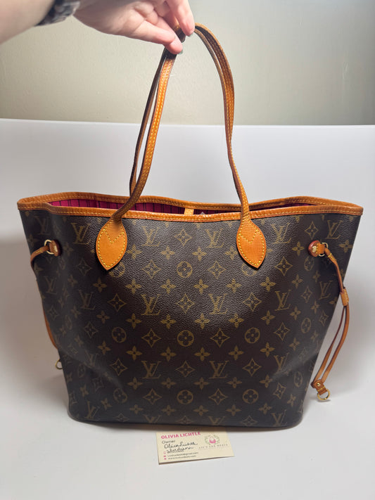 Louis Vuitton Neverfull Tote MM with Pivone (Hot Pink) Interior