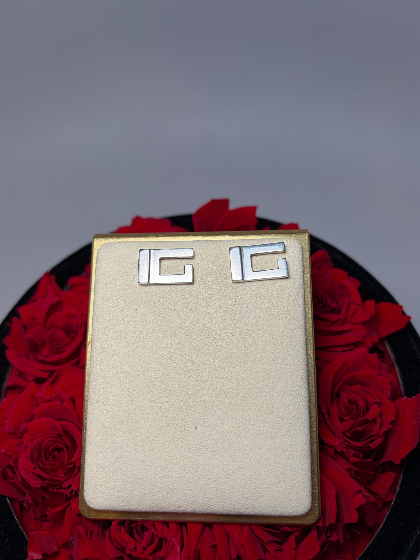 Gucci GG 925 Sterling Silver Stud Earrings with Dust Bag & COA