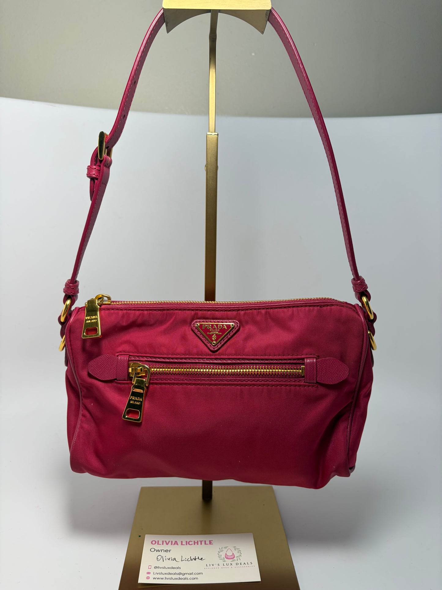 Prada Tessuto Peonia Pink Nylon Shoulder Bag