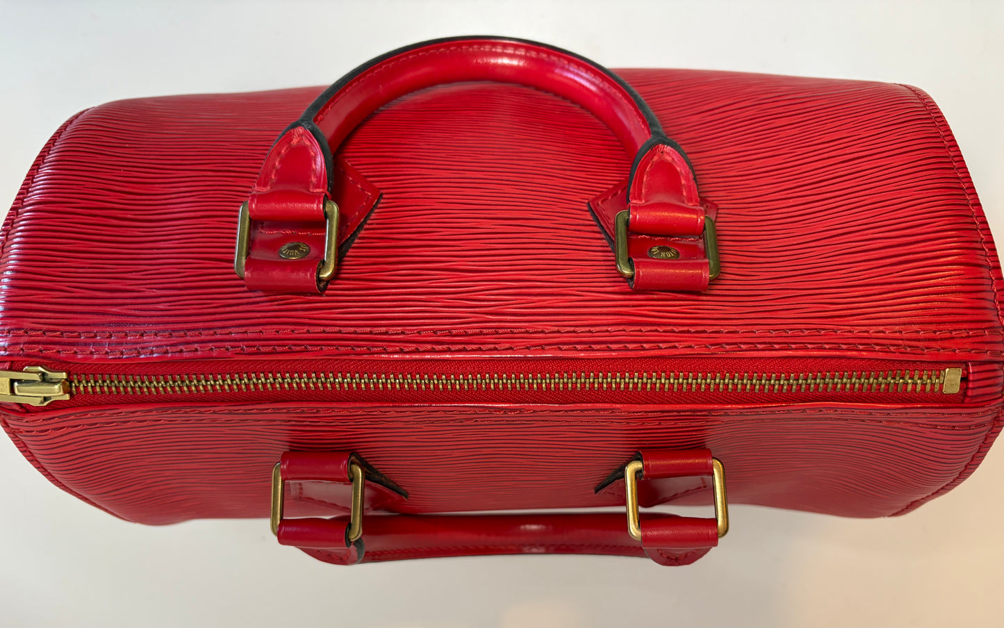 Louis Vuitton Speedy 25 Red Epi Leather, Made in France June 1994