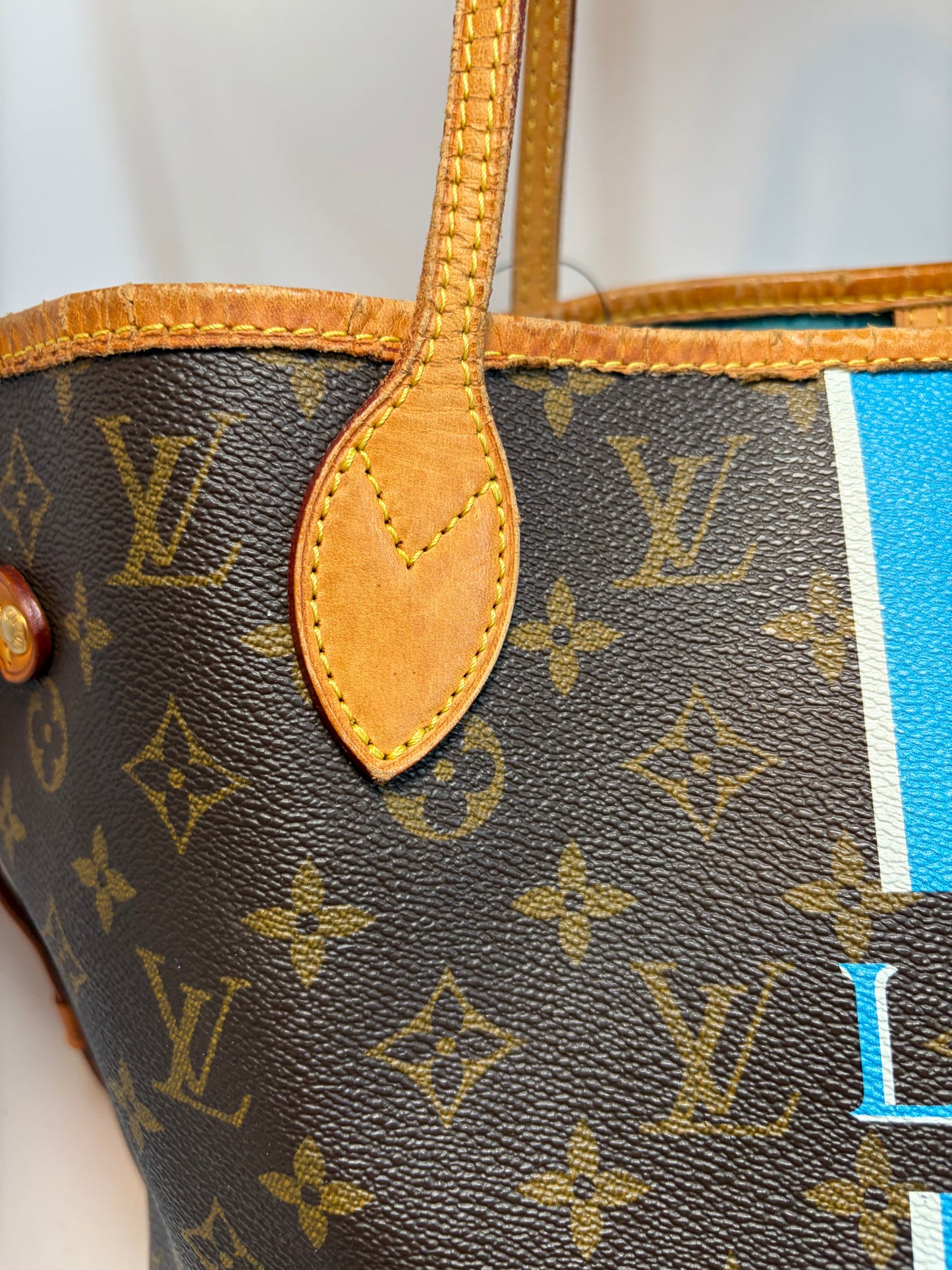 Louis Vuitton Neverfull MM Tote– My Heritage Monogram Custom Stripe & Initials Comes with Legit App COA