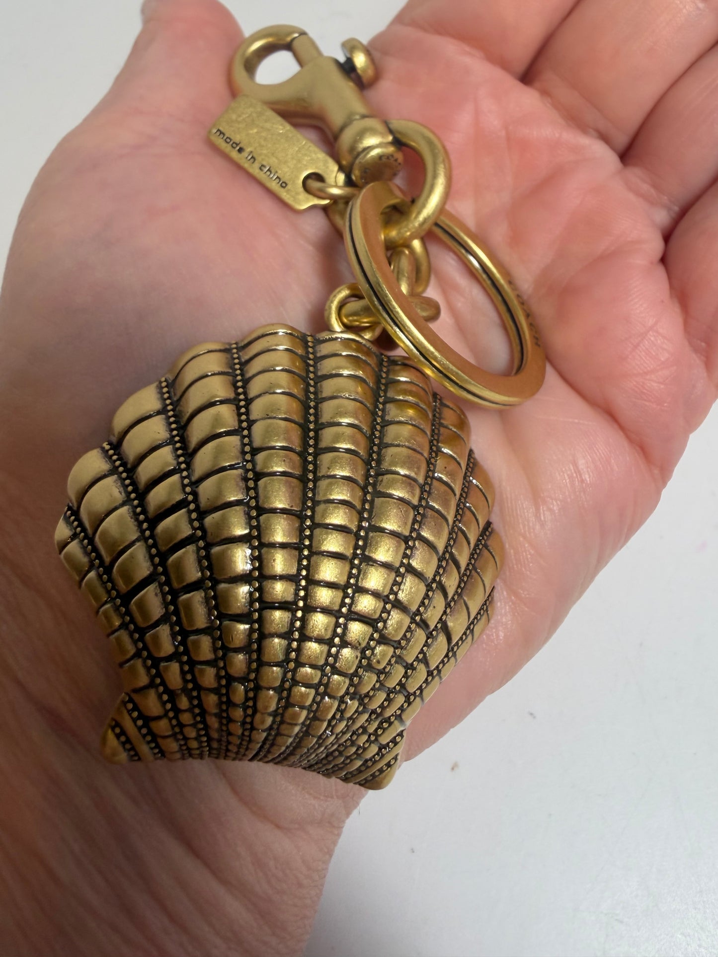 Coach Brass Seashell “Summer I Turned Pretty” Collab Pearl Bag Charm EUC