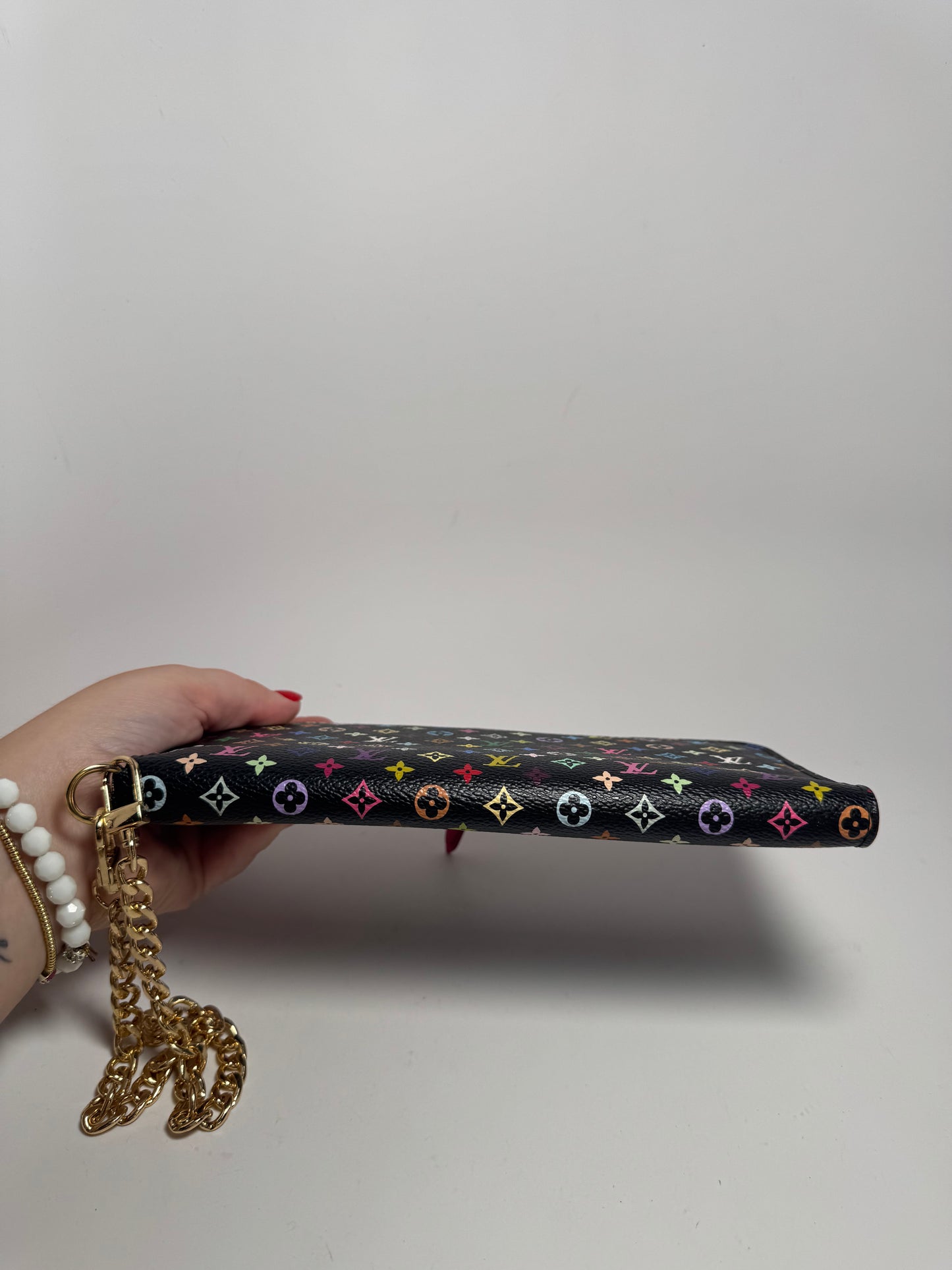 Louis Vuitton Insolite Wallet/Wristlet Multicolor Monogram w/Hot Pink Interior