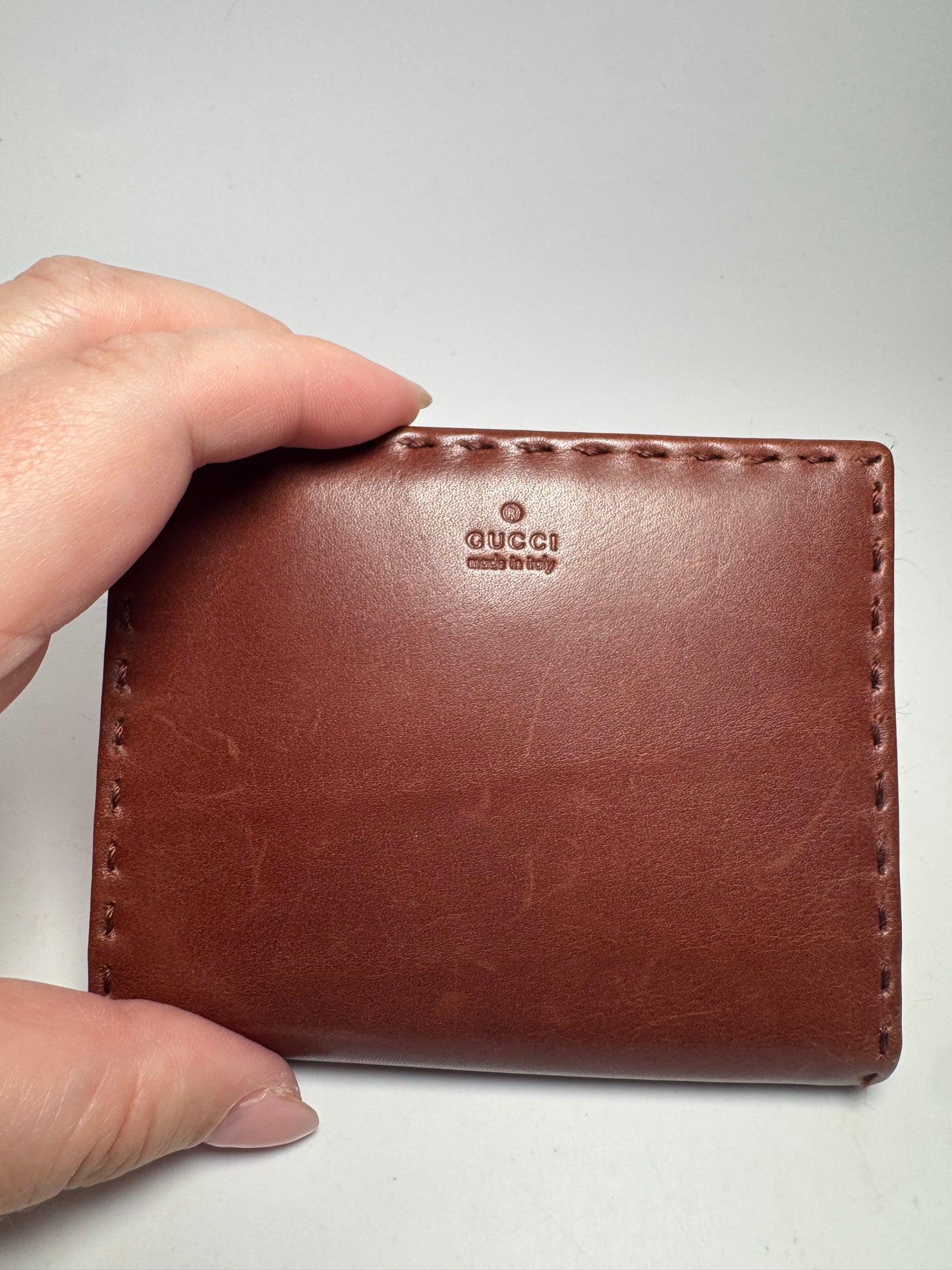 Gucci Vintage Brown Leather Western Style Wallet Bifold