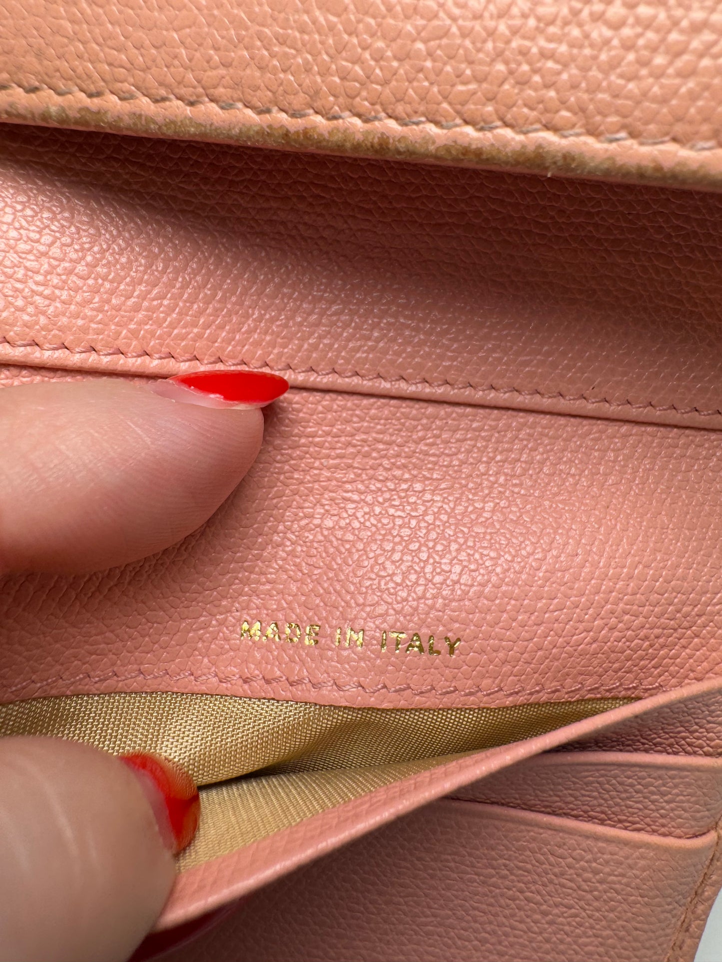 Chanel Vintage Button Line Pink Snap Compact Wallet Coco Mark Trifold