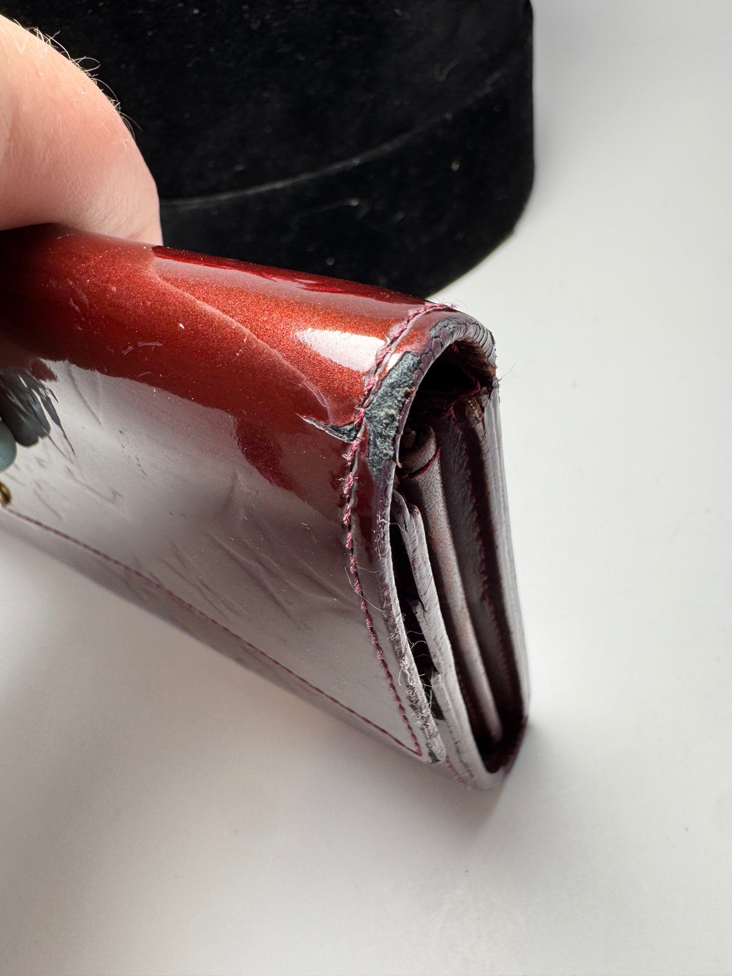 Louis Vuitton Sarah Vernis Leather Burgundy Wallet- Fair Condition