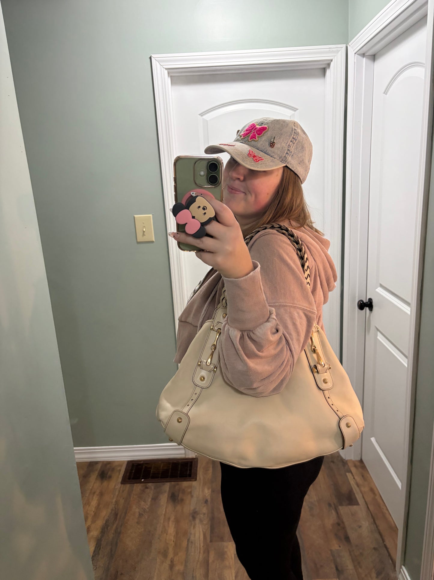 Gucci Pelham Shoulder Bag Ivory Leather w/Braided Handle