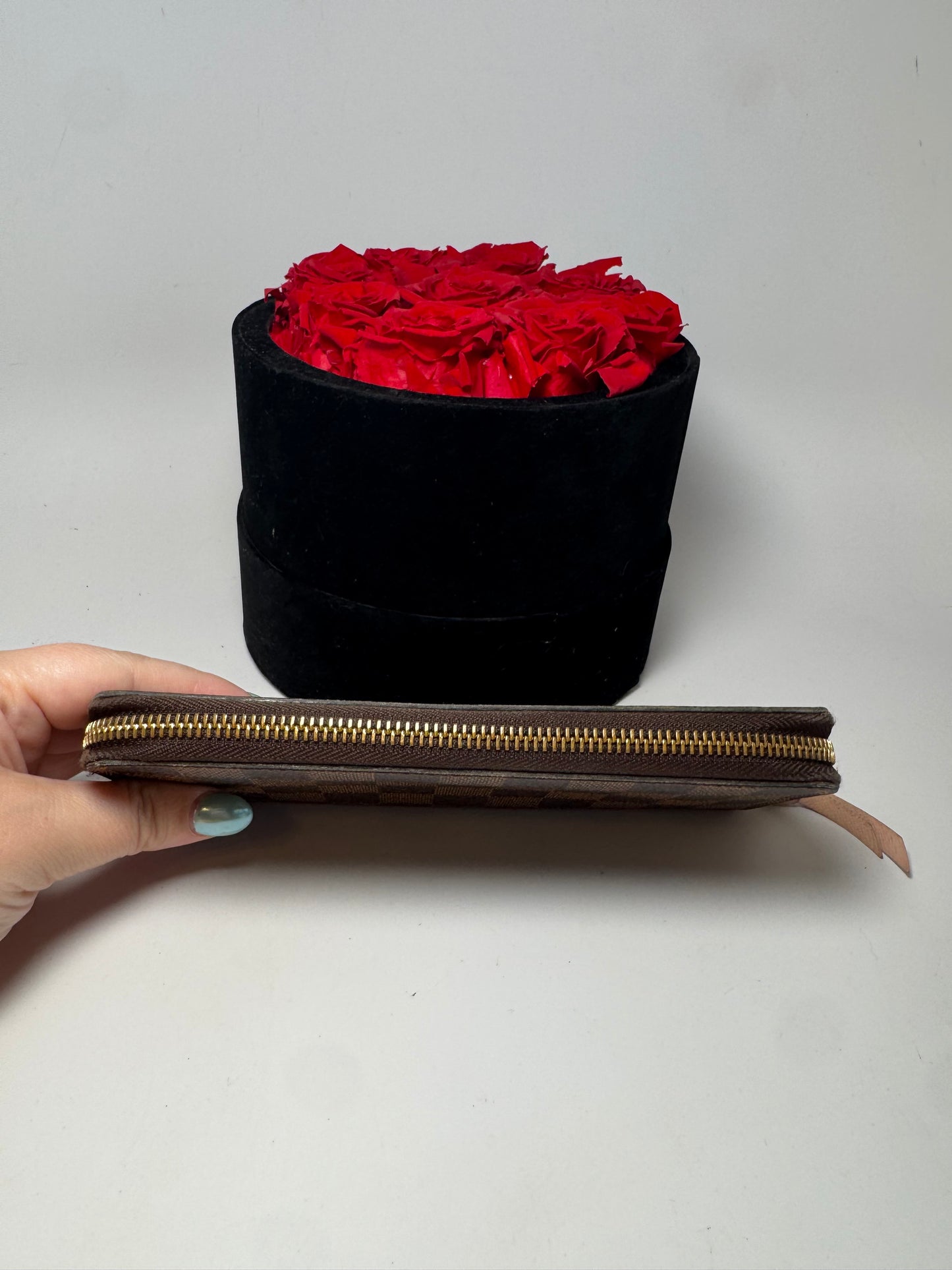 Louis Vuitton Damier Ebene Clémence Wallet w/Ballerine Pink Interior