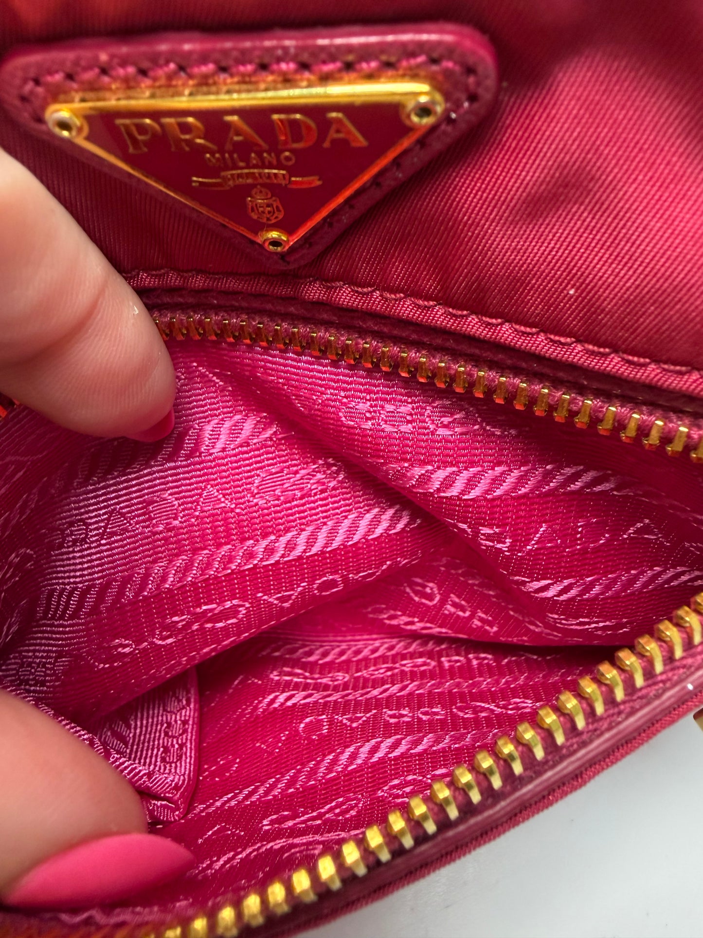 Prada Tessuto Peonia Pink Nylon Shoulder Bag