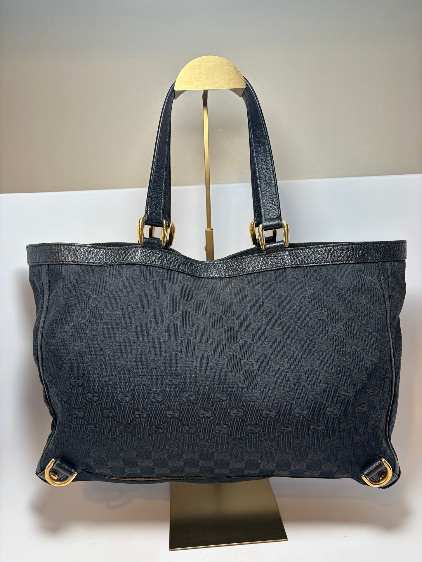 Gucci Abbey Black Canvas & Leather Tote/Shoulder Bag