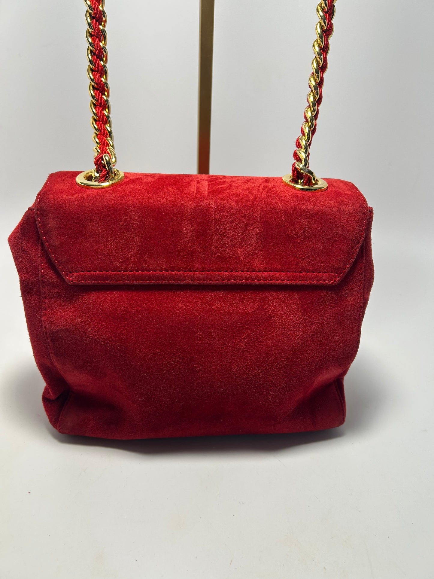 Prada Red Suede Chain Shoulder Bag