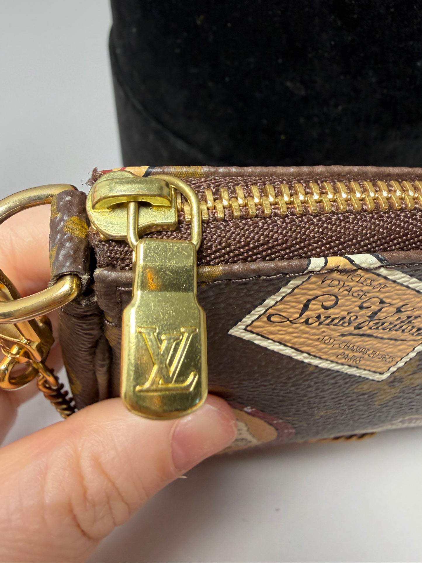 Louis Vuitton Monogram Patches Mini Pochette with Chain & COA