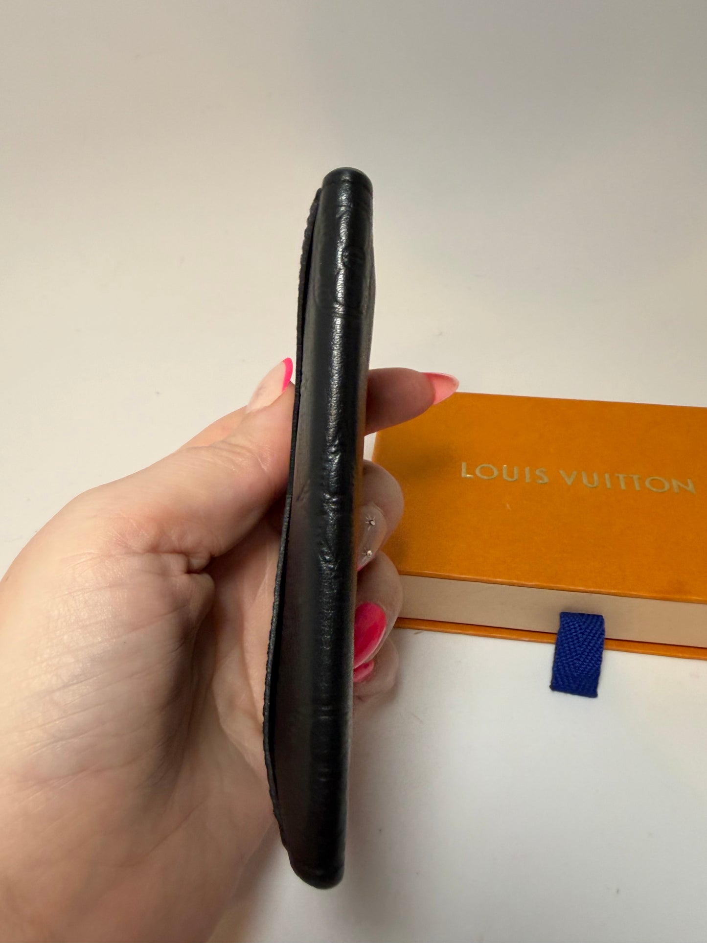Louis Vuitton Pocket Organizer in Calfskin Shadow Leather Empriente Monogram w/COA, dust bag & box