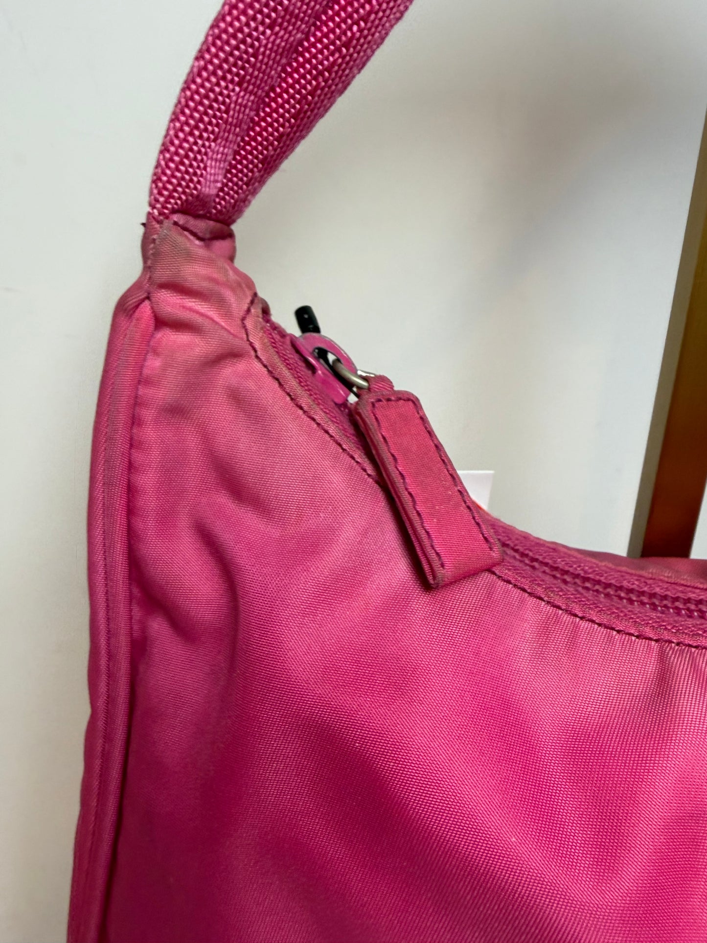Prada Hot Pink Nylon Hobo Tessuto Mini Hand Bag