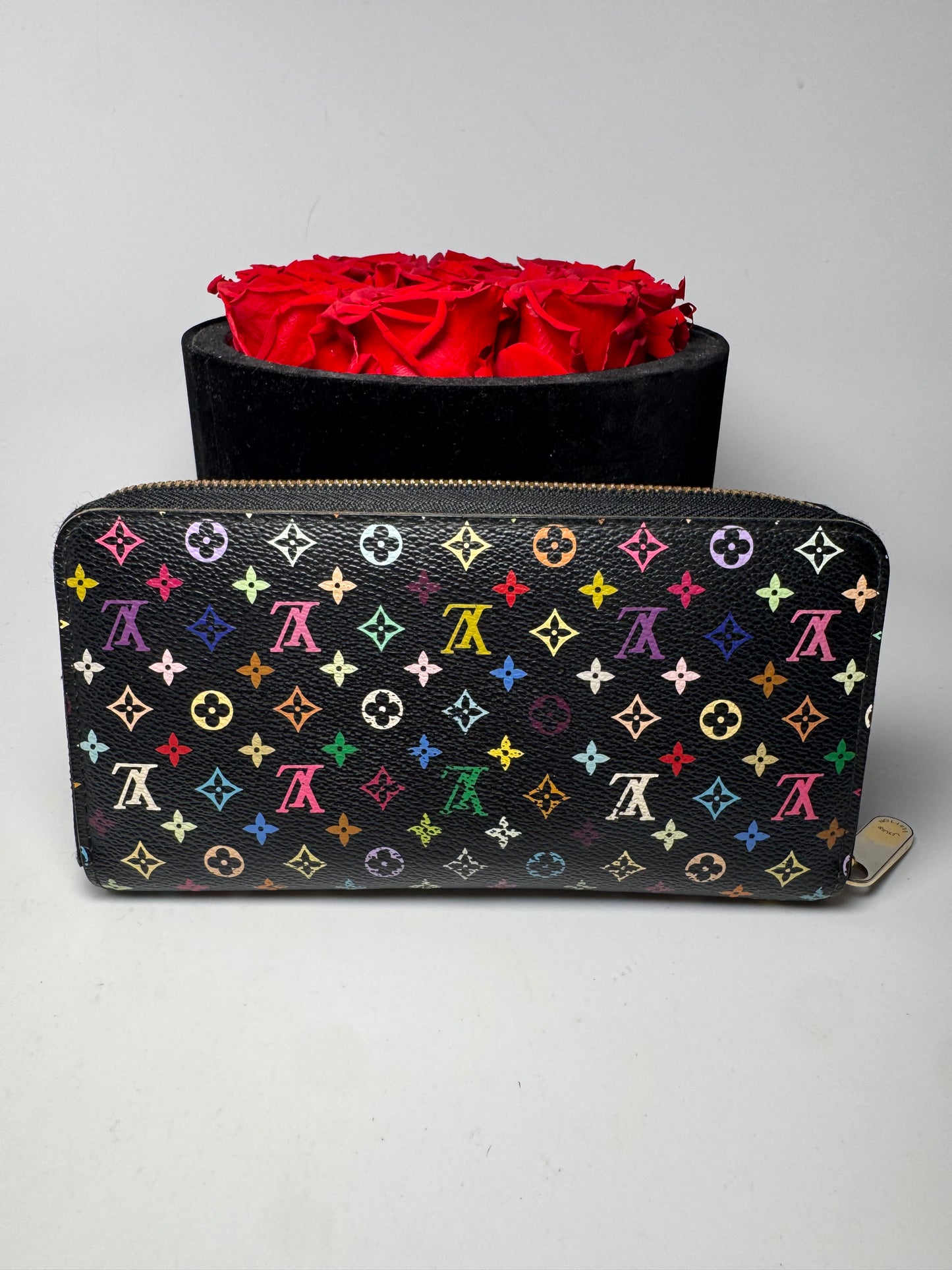 Louis Vuitton Multicolor Monogram Murakami Black Zippy Wallet