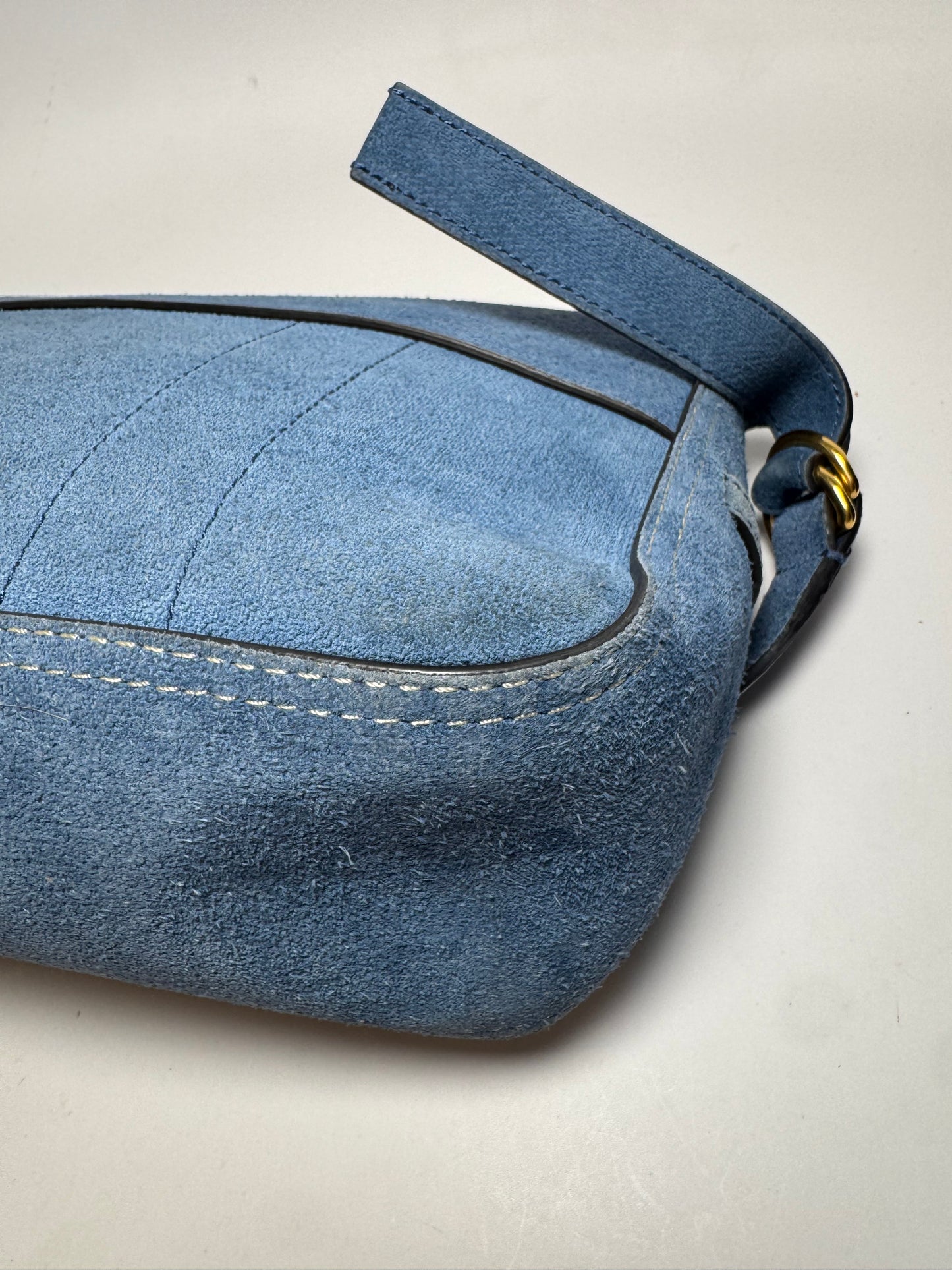 Mulberry East West Bayswater Shoulder Bag in Denim Indigo Suede & Leather – 2024 Release