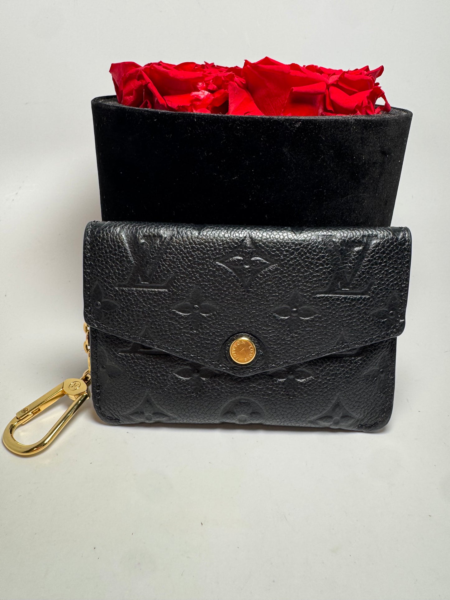 Louis Vuitton Black Key Pouch Wallet Empriente Noir Leather w/Key Ring