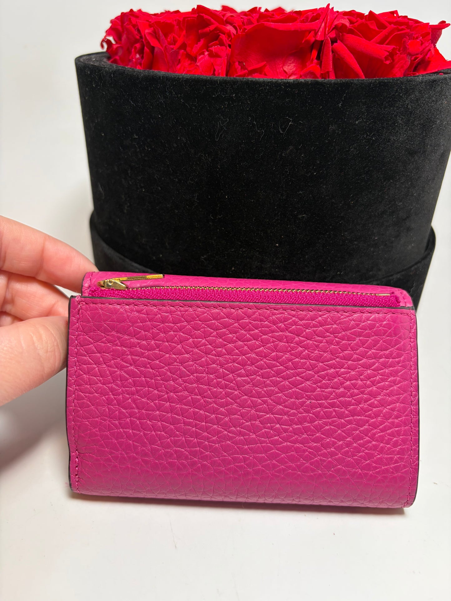 Mulberry Small Darley Hot Pink Pebbled Leather Turn Lock Wallet