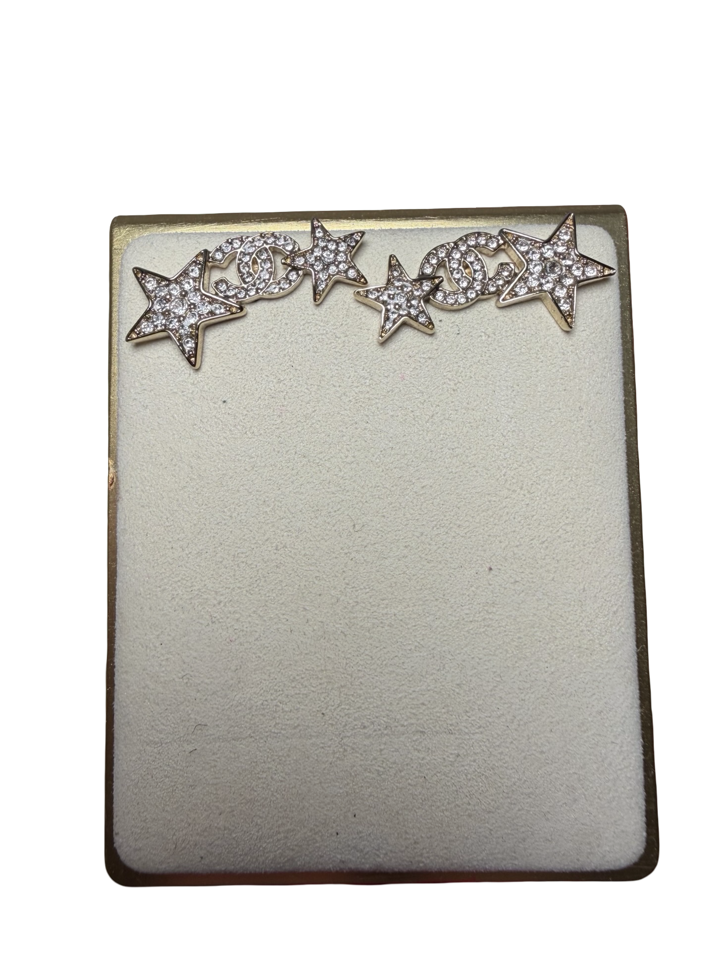 Chanel CC Gold Double Star Earrings