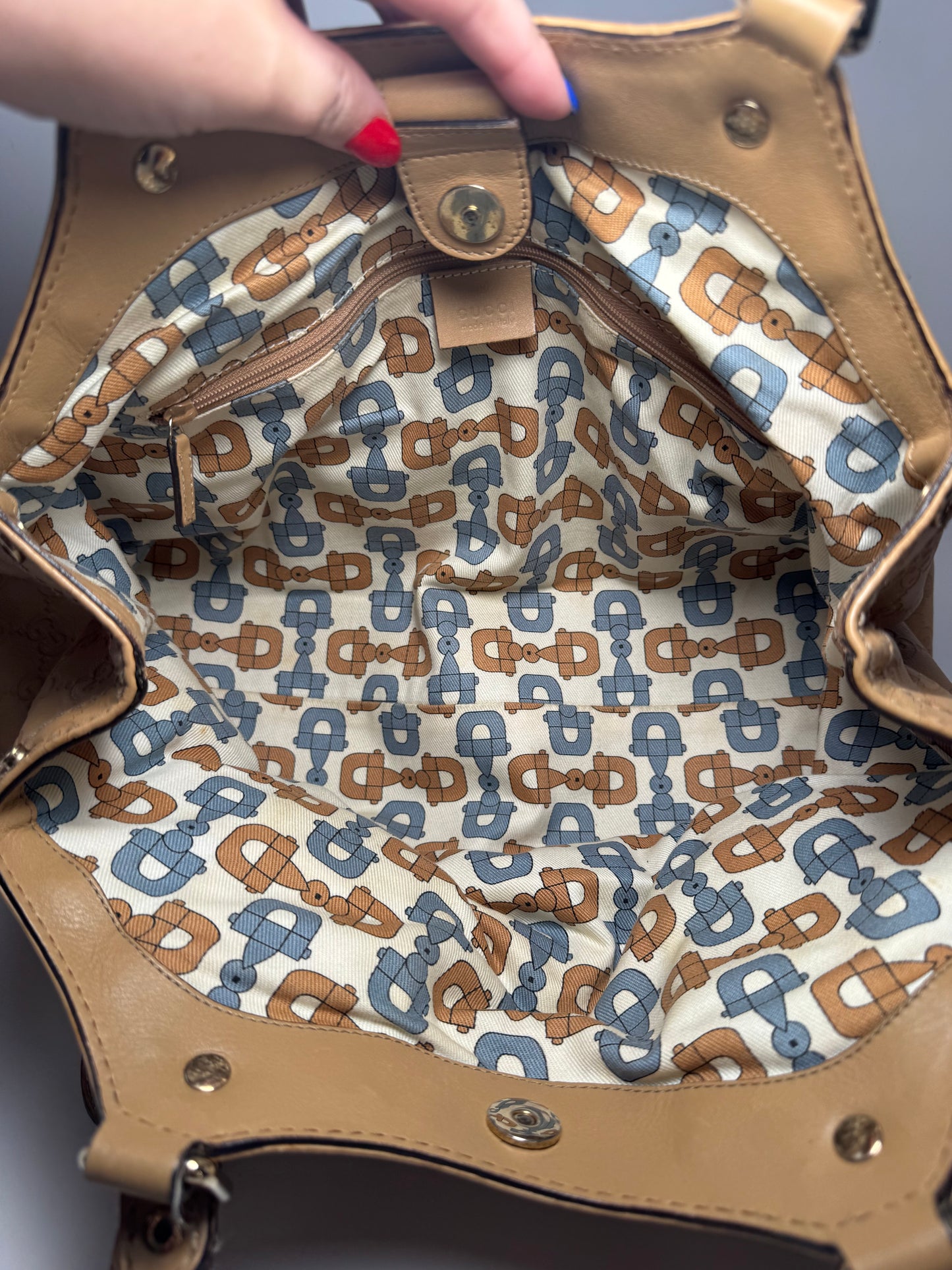 Gucci Sukey Tote Guccissima Leather Hand Bag Beige/Tan