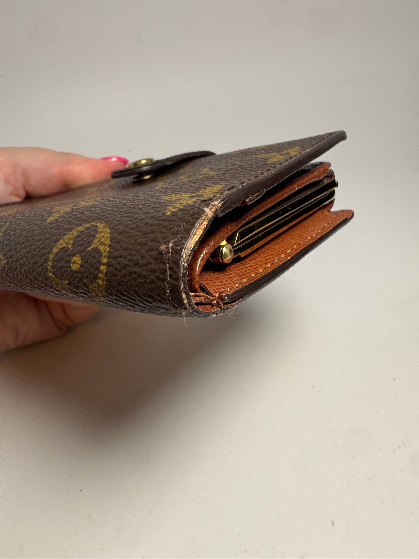 Louis Vuitton Monogram French Lock Coin Purse Kiss Lock Wallet