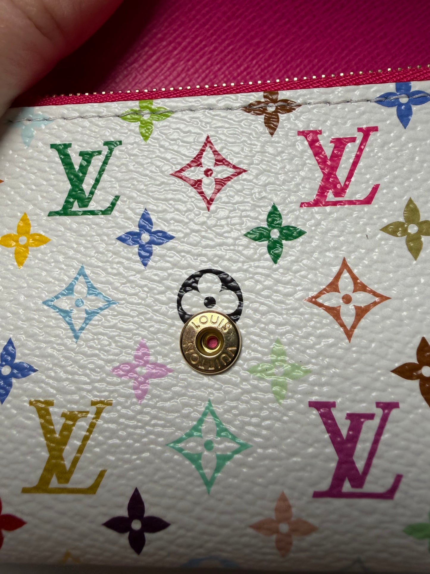 Louis Vuitton LV X TM Rosalie Coin Purse Multicolor Canvas with Hot Pink Interior NEW