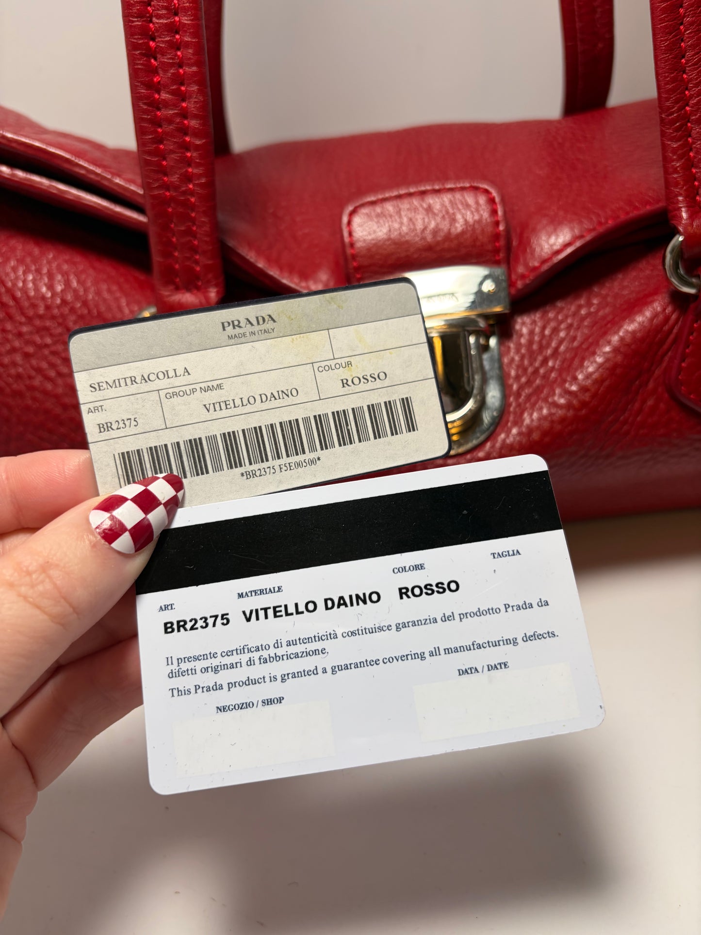 Prada Vitello Easy Rosso Red Leather East West Shoulder Bag