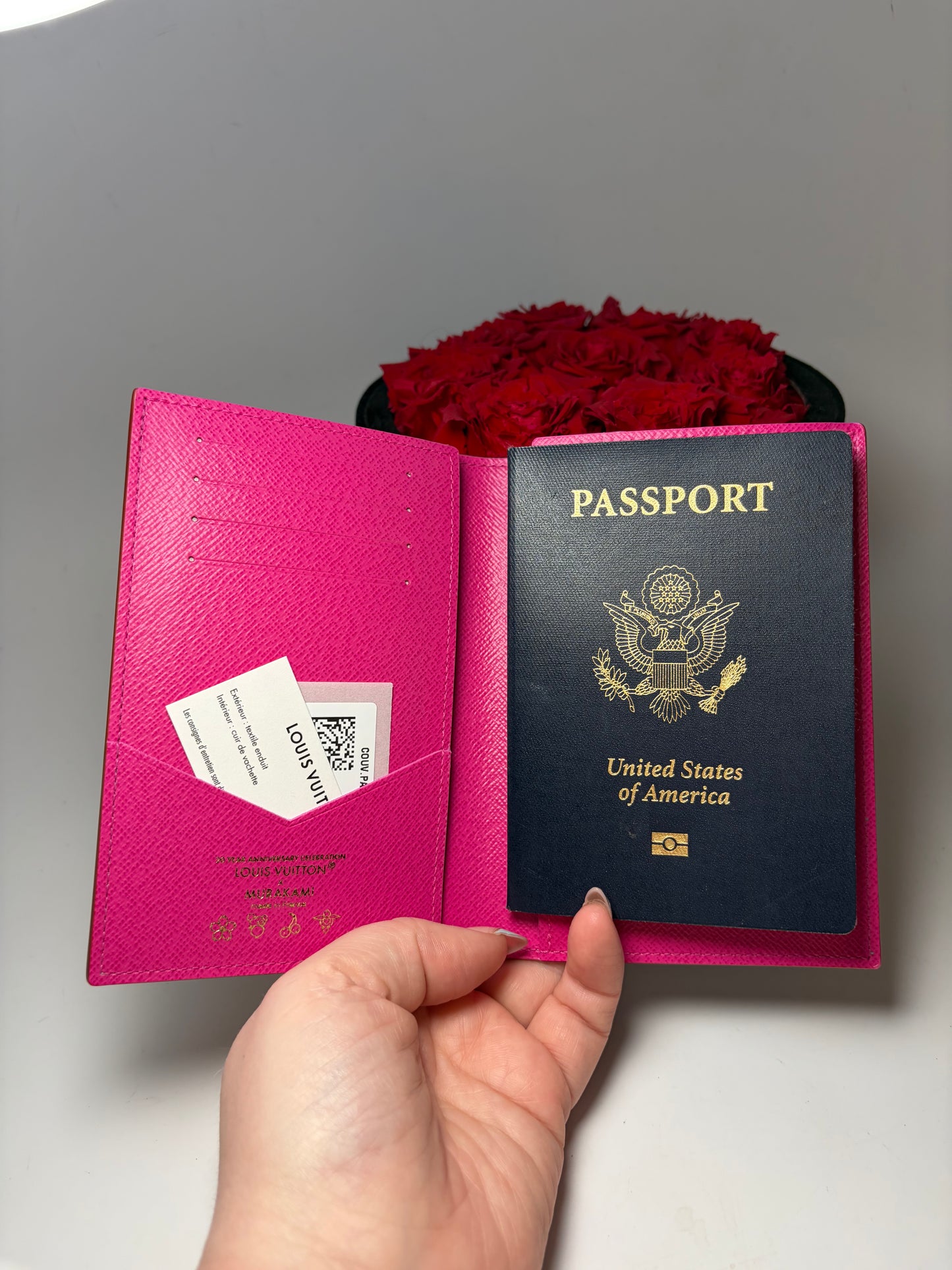 Louis Vuitton LV x TM Passport Cover White Multicolor w/Hot Pink Interior, Made in France NWT