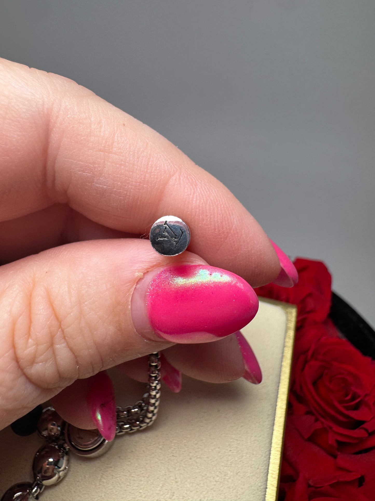 Louis Vuitton Monogram Beads Bracelet Onyx & Silver Unisex