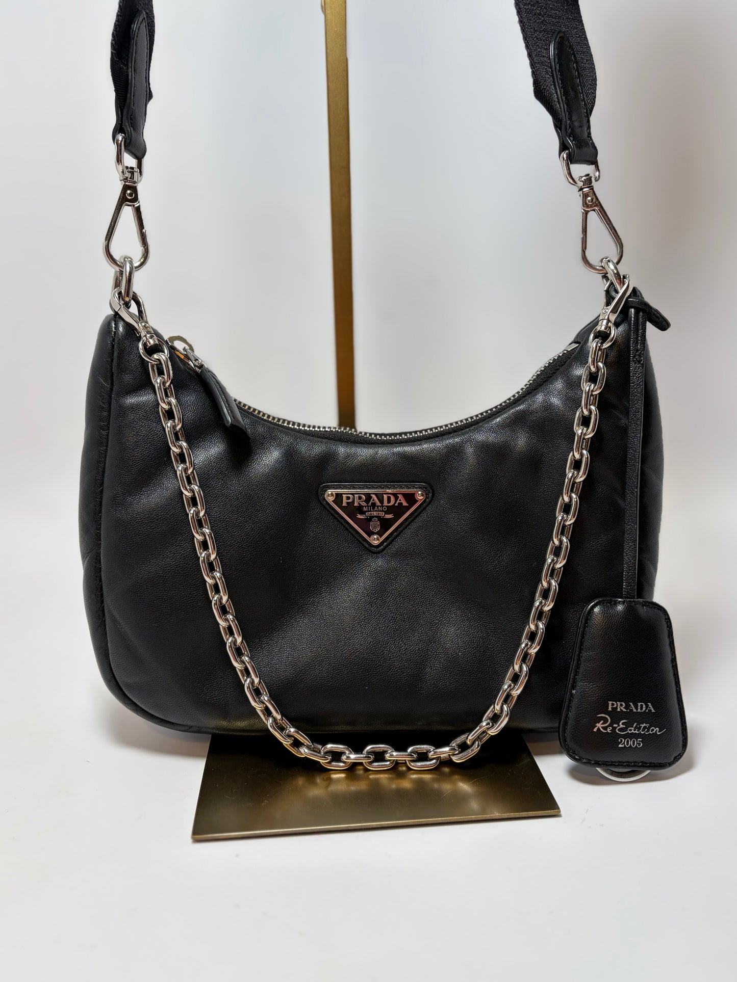 Prada Re-Edition 2005 Soft Padded Black Nappa (Lambskin) Leather Crossbody/Shoulder Bag