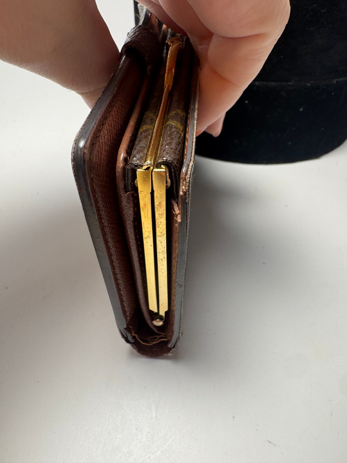 Louis Vuitton French Purse Kiss Lock Monogram Wallet- Fair Condition